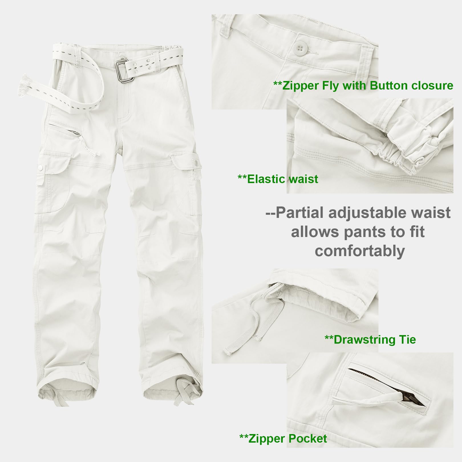 yeyity Pantalon cargo/de randonnée/d'extérieur/de jogging/de travail/de trekking, militaire, multi-poches, en coton, coupe décontractée, streetwear, pour femme