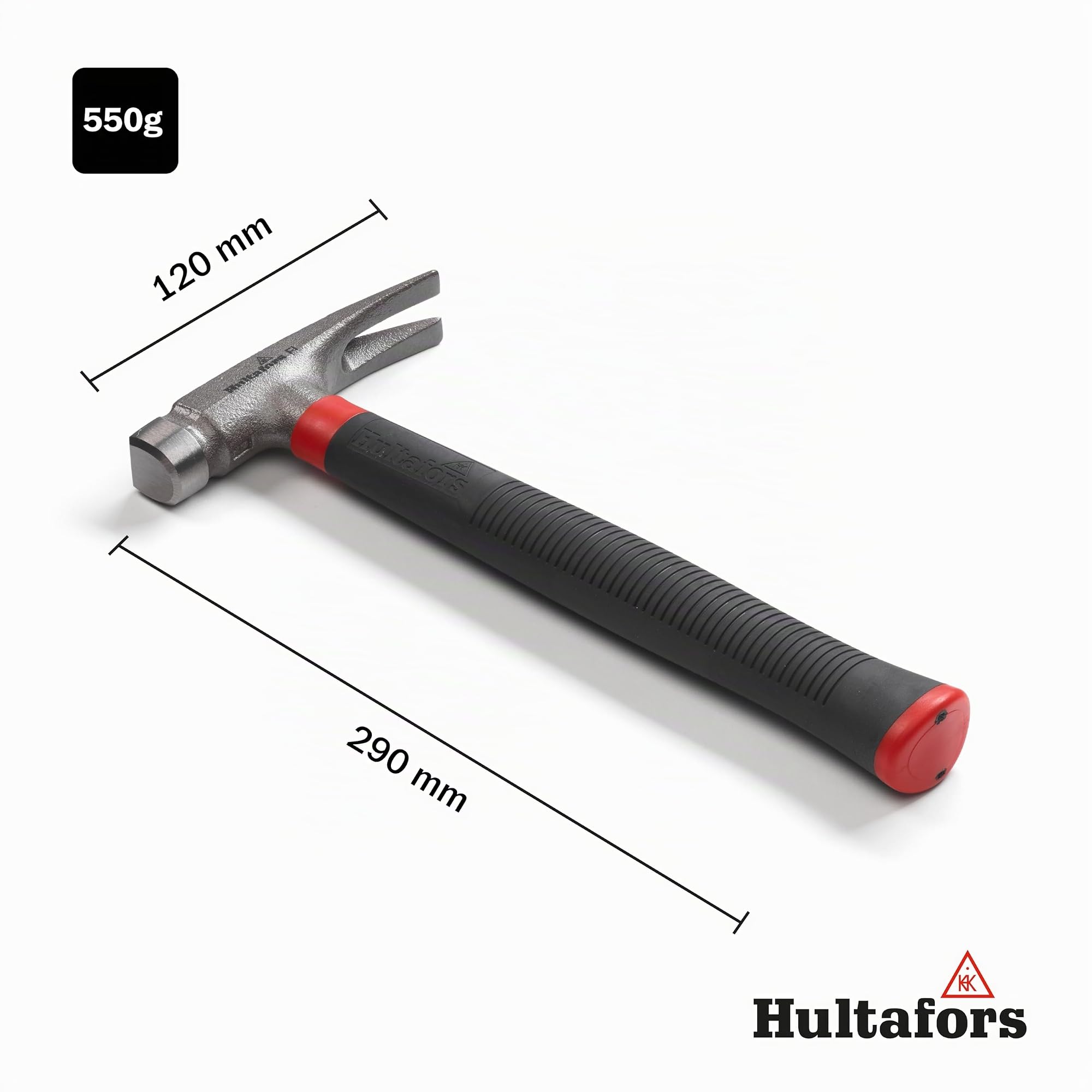 Martello elettrico da 550 g con supporto per cintura di Hultafors I Made in Sweden I Martello da carpentiere in acciaio ottimizzato per la rimozione di clip per cavi e chiodi e robusto supporto per