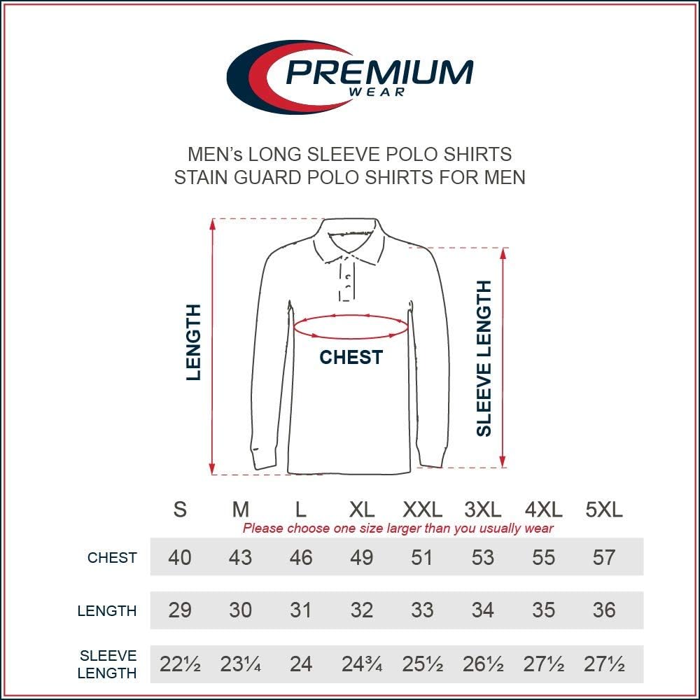 Premium Men’s Long Sleeve Polo Shirts – Stain Guard Polo Shirts for Men at  Men’s Clothing store