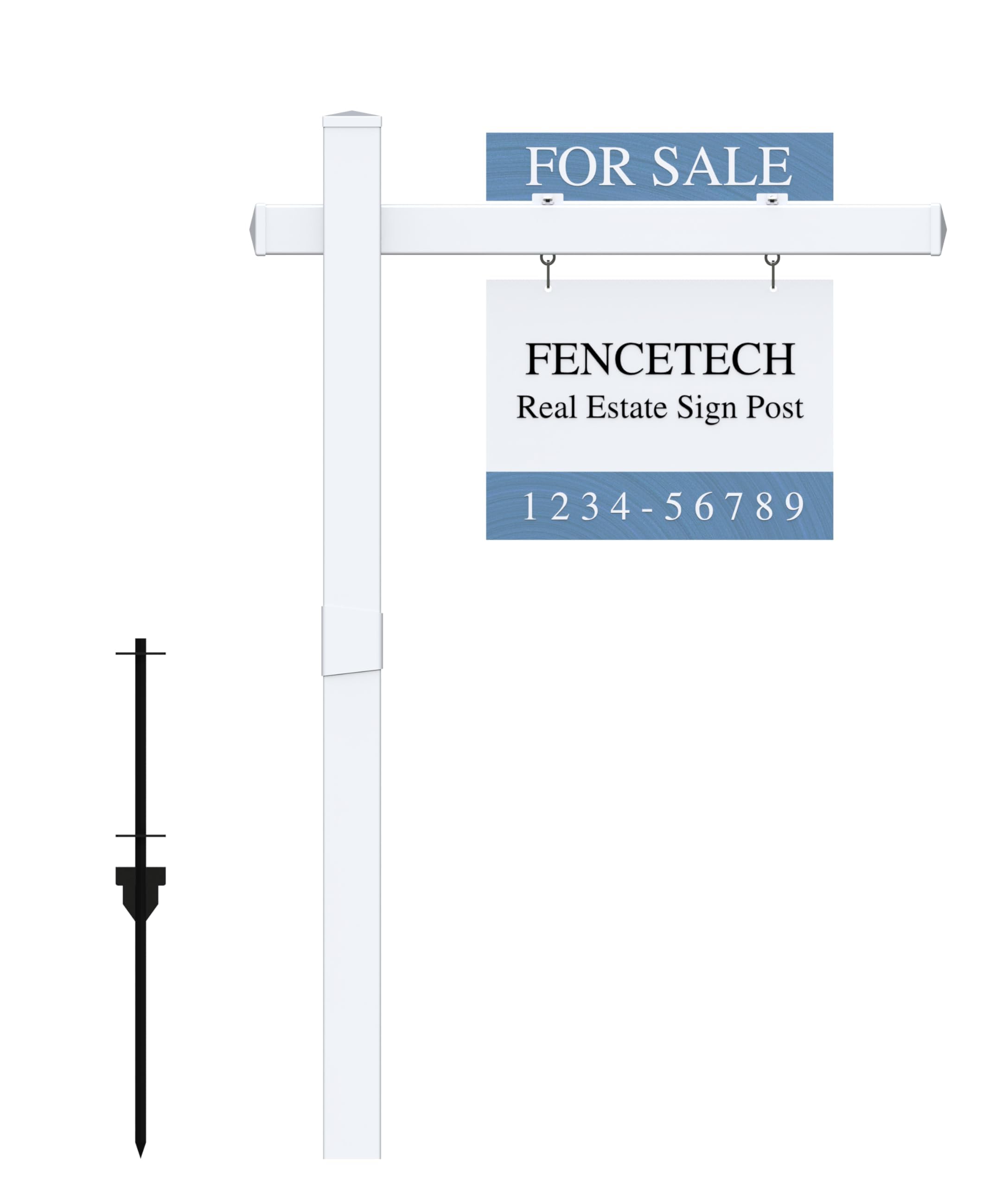 Cartel de vinilo PVC para bienes raíces de 6 pies de alto, poste de letrero de patio de agente inmobiliario para casa abierta, brazo de 47 pulgadas con capacidad para letrero de hasta 36