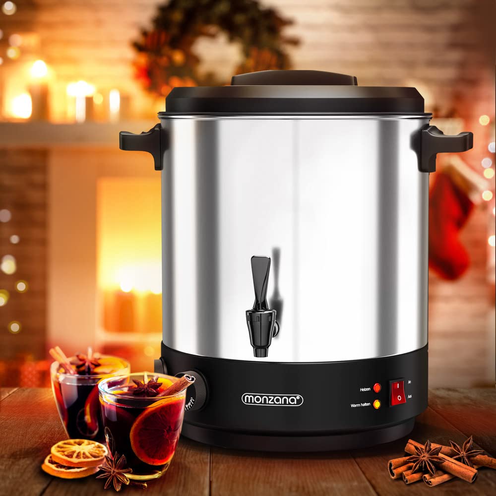 MONZANA® Distributeur de boissons chaudes 28L Stérilisateur de bocaux électrique en inox avec robinet et minuterie 1800W
