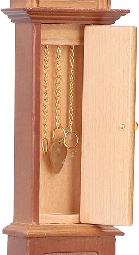 Miniatura 8 de Modelo de reloj de abuelo en miniatura, reloj de escritorio clásico de casa de muñecas, reloj de madera vintage para abuelo, muebles en miniatura