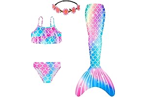 4-Piece Mermaid Tail for Swimming Fun: Teen Girls' Princess Bikini Swimsuit Adventure Set