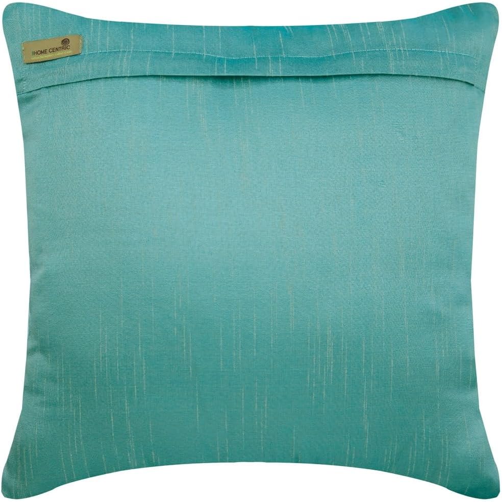 The HomeCentric Throw Pillow Cover, Blue Decorative Couch Pillow Cases 16x16 inch (40x40 cm) Art Silk Throw Pillows for Couch, Striped, Contemporary Pillow Covers Easter - Shades of Teal