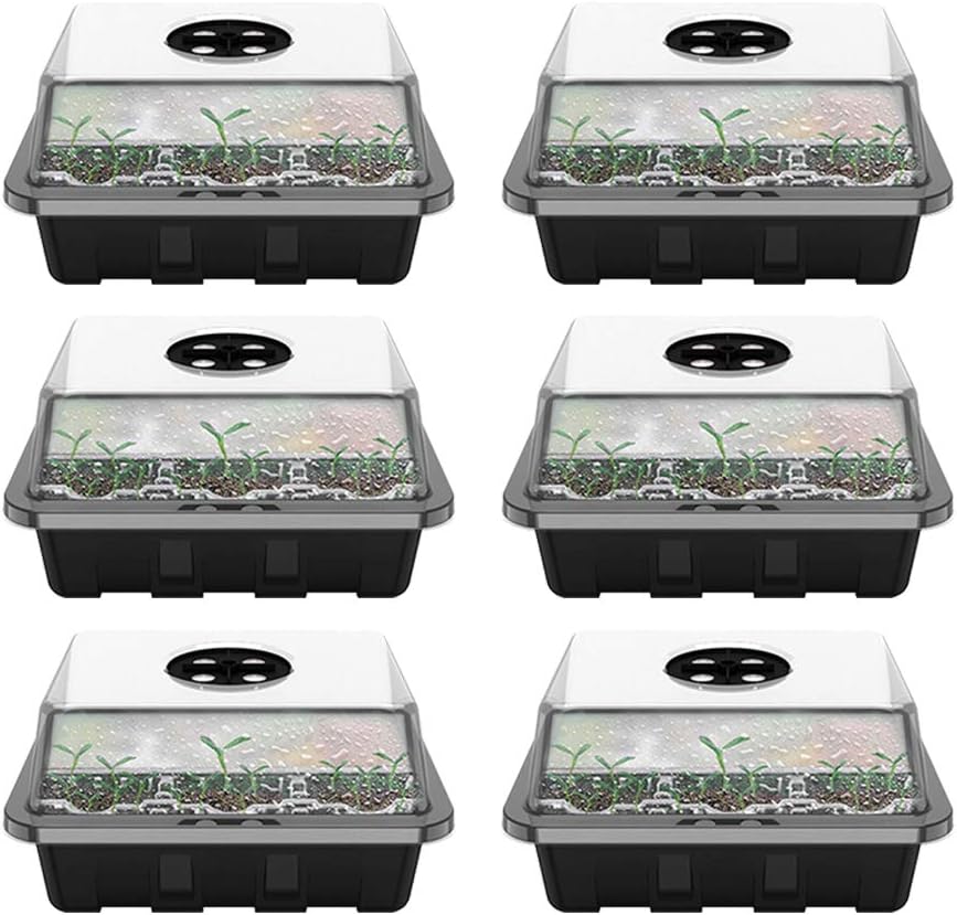 6 Pcs Seed Trays with Lids, 12 Cells Propagators for Plants,plant