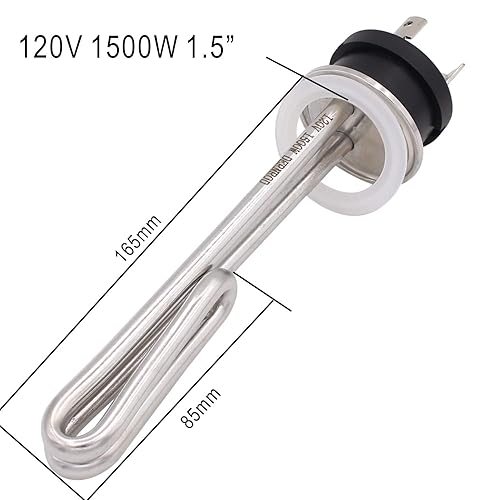 Miniatura 7 de DERNORD Calentador de agua de inmersión de acero inoxidable con triple abrazadera plegable de 120 V 1500 W con enchufe de bloqueo eléctrico de 3