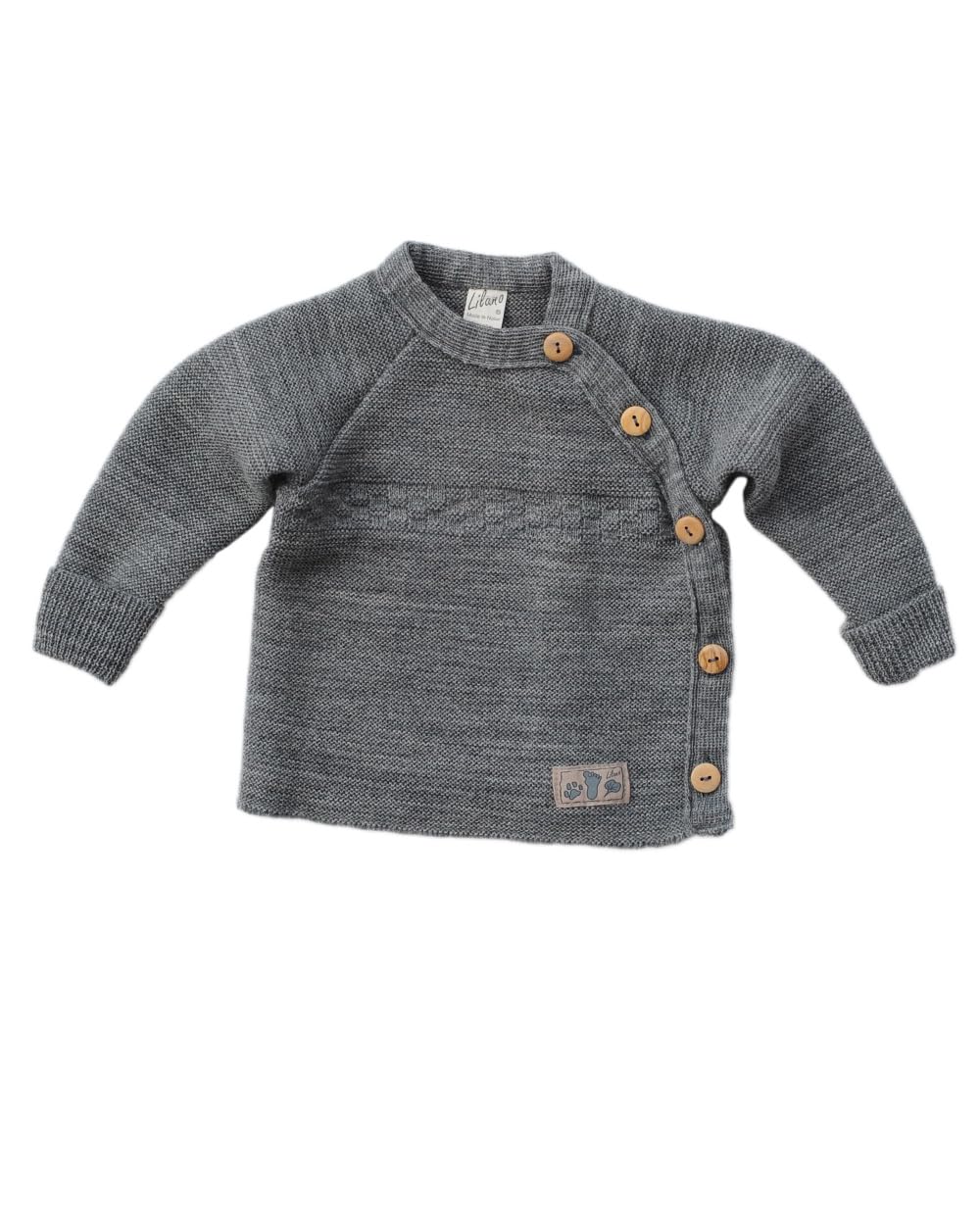 Lilano, Merino Wrap Jumper, 100% Wool (kbT), gray, 62/68 cm