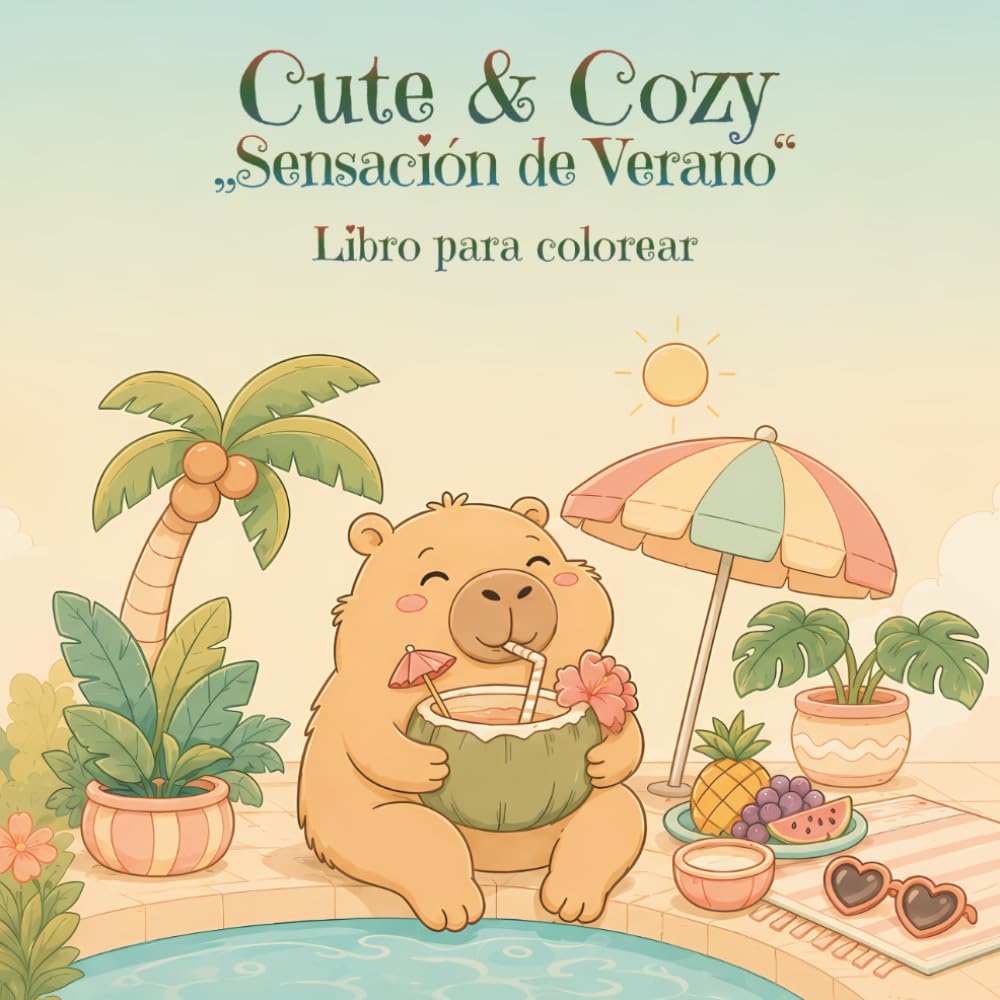 Cute & Cozy – Sensación de Verano: Libro para colorear para niños: Sol, playa y pequeñas aventuras de vacaciones (Libros para Colorear Lindos y Acogedores para Niños)