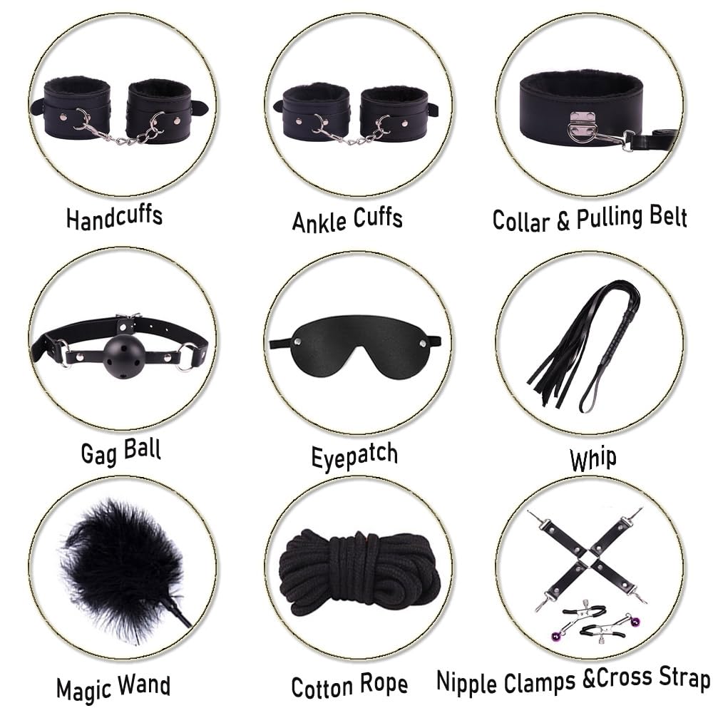 Giocattoli erotici SM, kit bondage, cinghie bondage SM, s, kit da 30 pezzi, giocattoli erotici in pelle, kit SM con manette e un plug anale