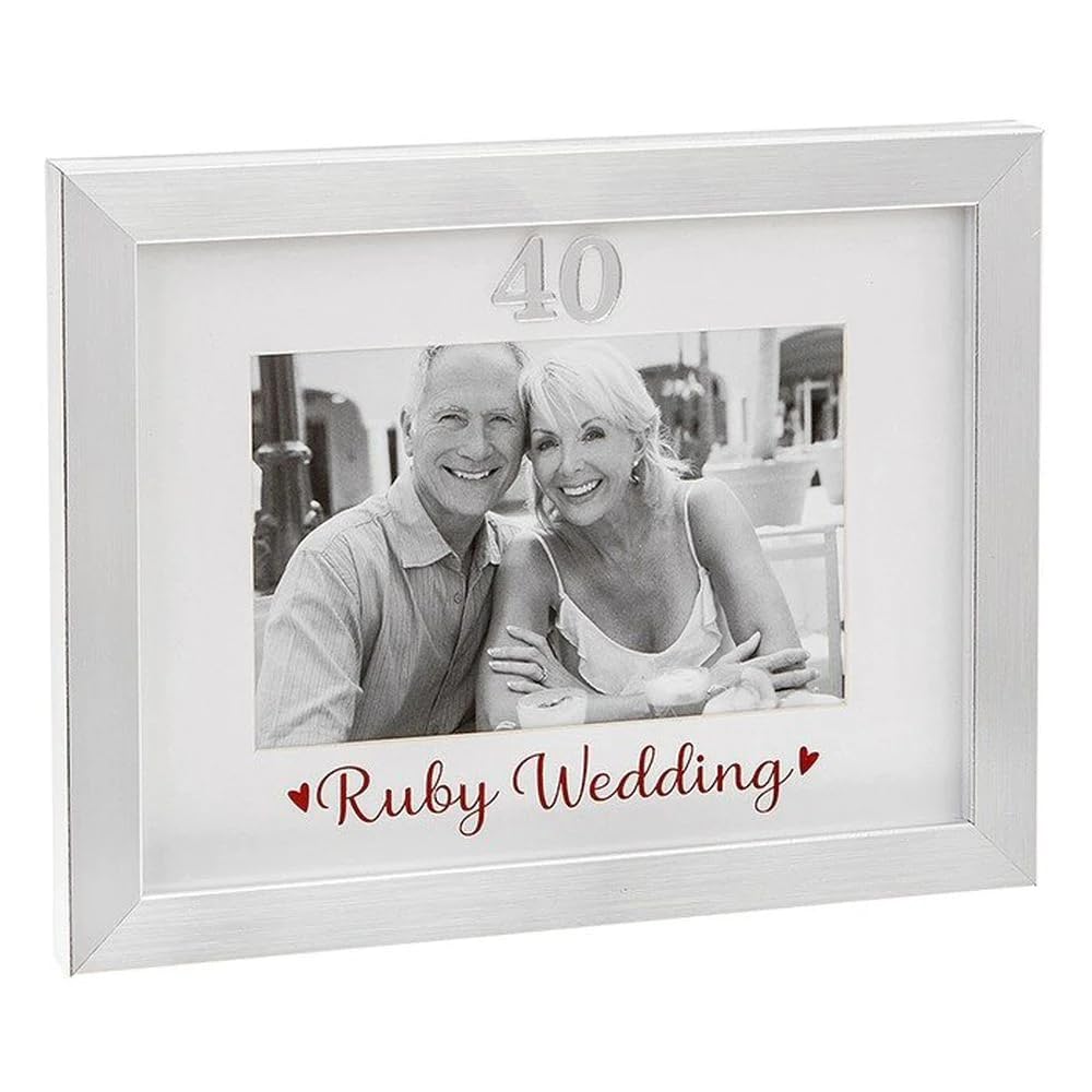 40th Ruby Wedding Anniversary Photo Frame New Boxed, Silver