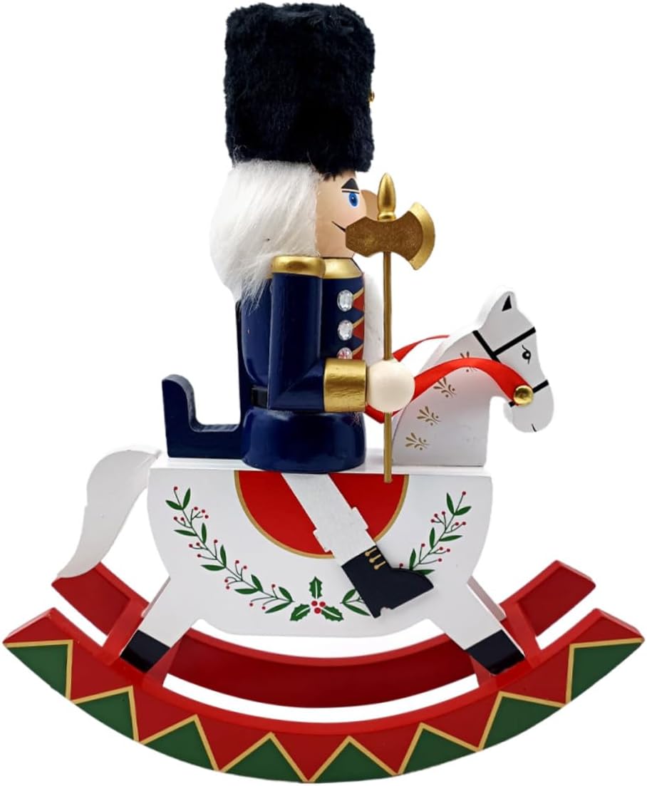 PRETYZOOM Wooden Christmas Nutcracker Figurine Large Figure on Horse Decorative Nutcracker Table Centerpiece Holiday Home and Garden Party Ornament