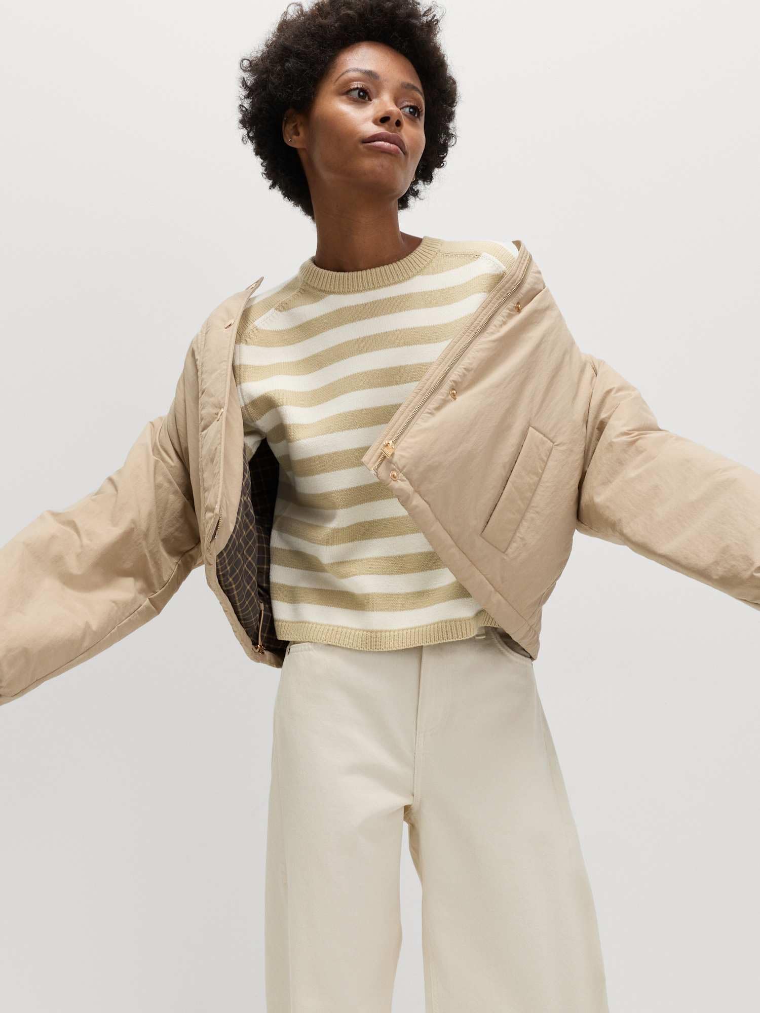 Marks & Spencer Donna a Righe Corto Maglione Ricco di Cotone – vestibilità Regolare