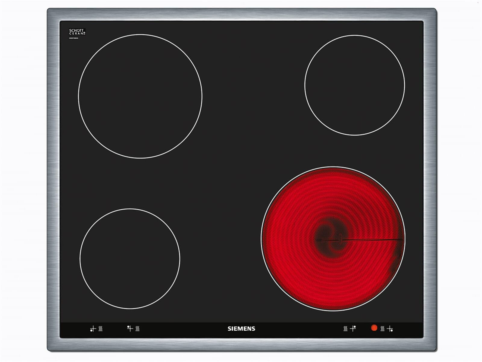 Siemens EA645GE17 Kochfeld Elektro, 58.3 cm, Bedienung der Kochzonen über die Drehwähler am Einbauherd, Steuerung: mechanisch, schwarz