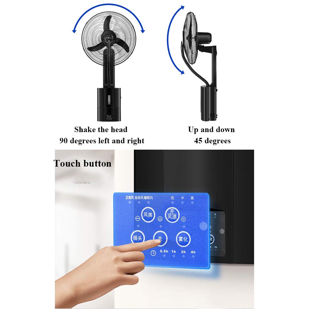 18 ″ Ventilador de Niebla oscilante de Montaje en Pared con Control Remoto con temporización incorporada de 7.5, Negro Cuenta con Ventilador de rociado, para Restaurante/Oficina