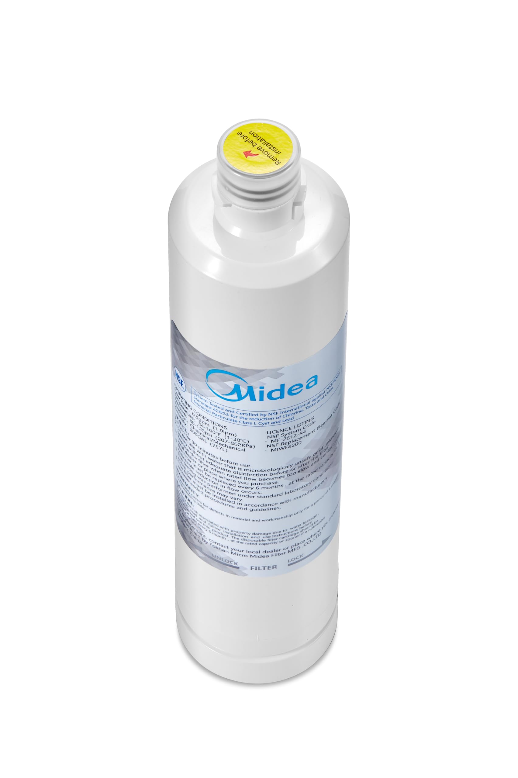 Midea MIWF8200 - Filtro de agua para refrigerador giratorio, 200 galones, compatible con refrigerador de puerta francesa Midea MRF29D3AST/ MRF29D6AST/ MRF29D9BST