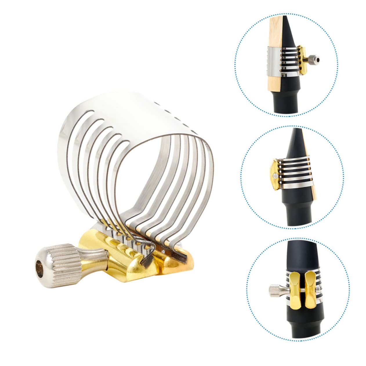 TOYANDONA 4juegos Clip De Metal Para Saxofón Ligadura Ligadura De Saxofón Práctica Accesorio De Instrumento De Viento Fácil De Instalar y Usar Para Principiantes y Músicos Portátil y