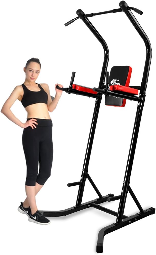 Crystal Fit 550 lbs Power Tower VKR Pull up Bar Sturdy Chin Up Station Dip Stand Fitness Equipment with Multi Exercise Functions (Black)