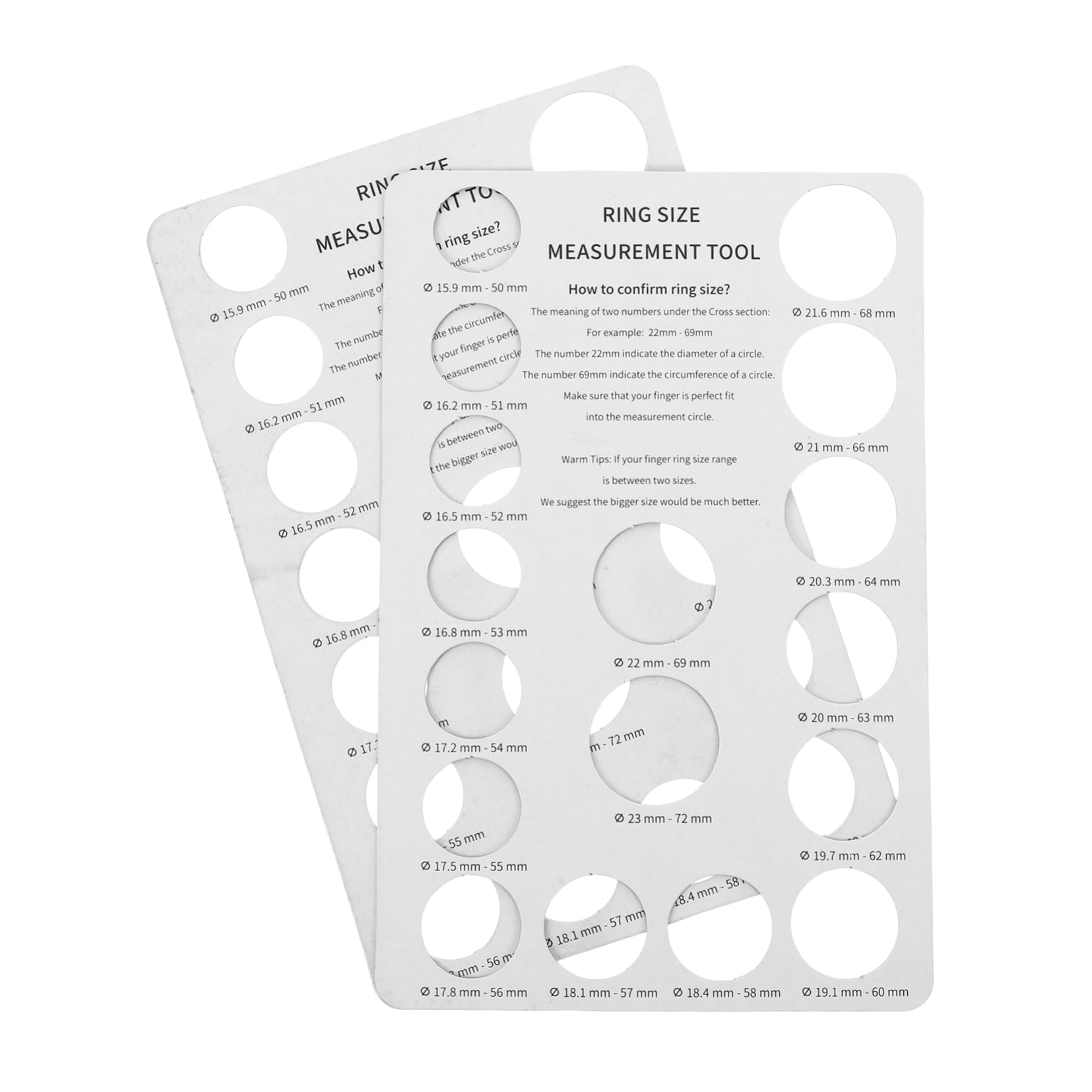 CIMAXIC 2 Pcs Ring Measuring Tool Ring Measuring Gauge Ring Finger Measuring Tool Finger Size Measuring Tool Ring Sizer Gauge Ring Sizing Tool Ring Sizer for Women Paper White