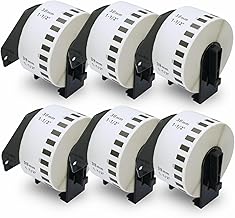 BETCKEY - 6 Rotoli DK-22225 Etichette a Lunghezza Continua Compatibile con Brother, 38mm x 30.48m, 6 Etichette per Stampanti di Etichette Brother QL