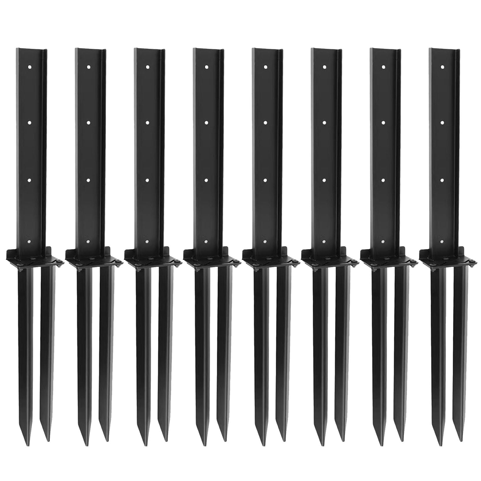 GOUZIBHD 12-pack Fence Post Repair Kit Fence Post Anchor Heavy Duty Steel Fence Post Repair Stakes with Ground Anchor Screw in Fix Anchors Ground Spike for Fence Posts Repair