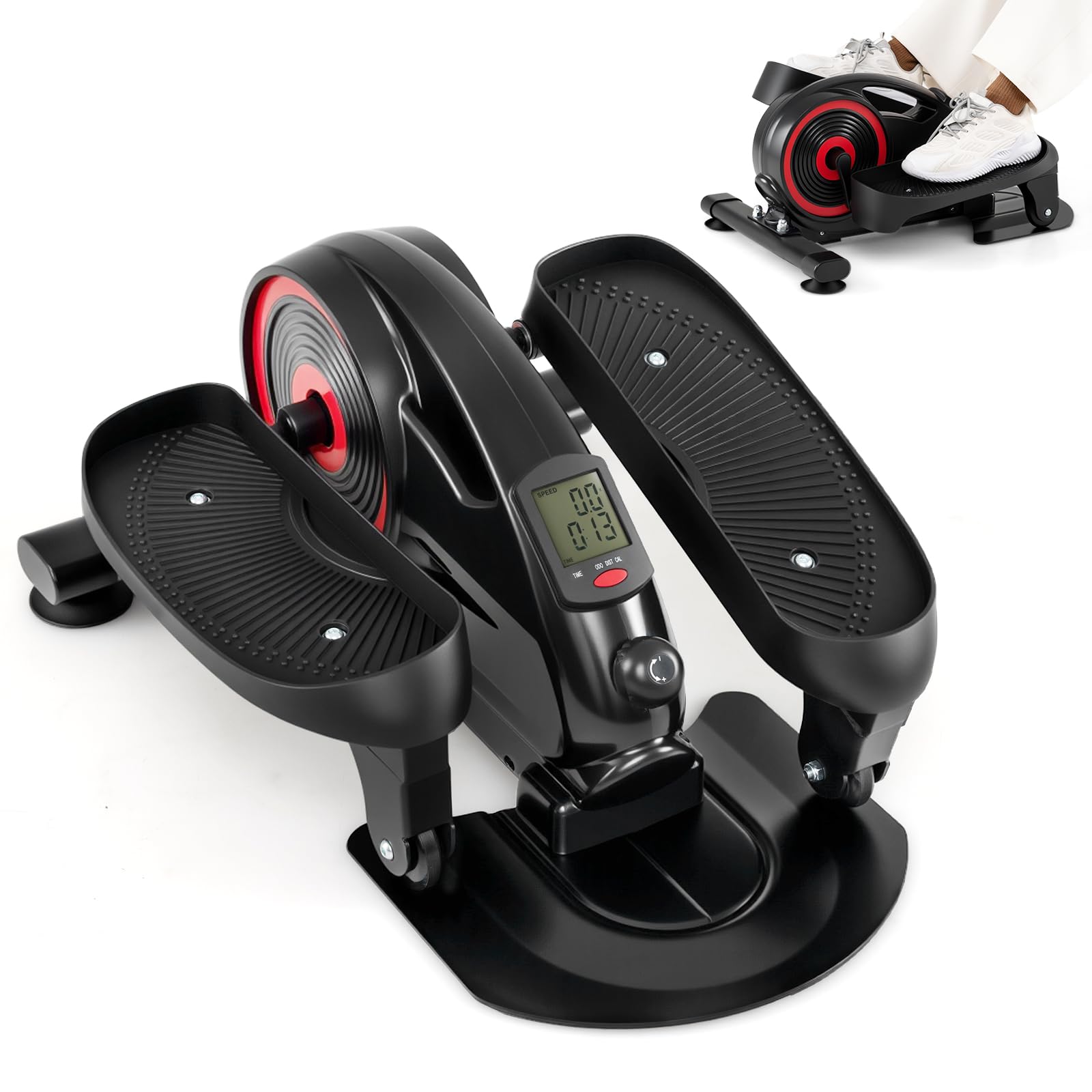 COSTWAY Ellittica sotto Scrivania Salvaspazio | con Display e Resistenza Magnetica Regolabile, Pedaliera Riabilitazione Silenziosa per Gambe e Cardio a Basso Impatto