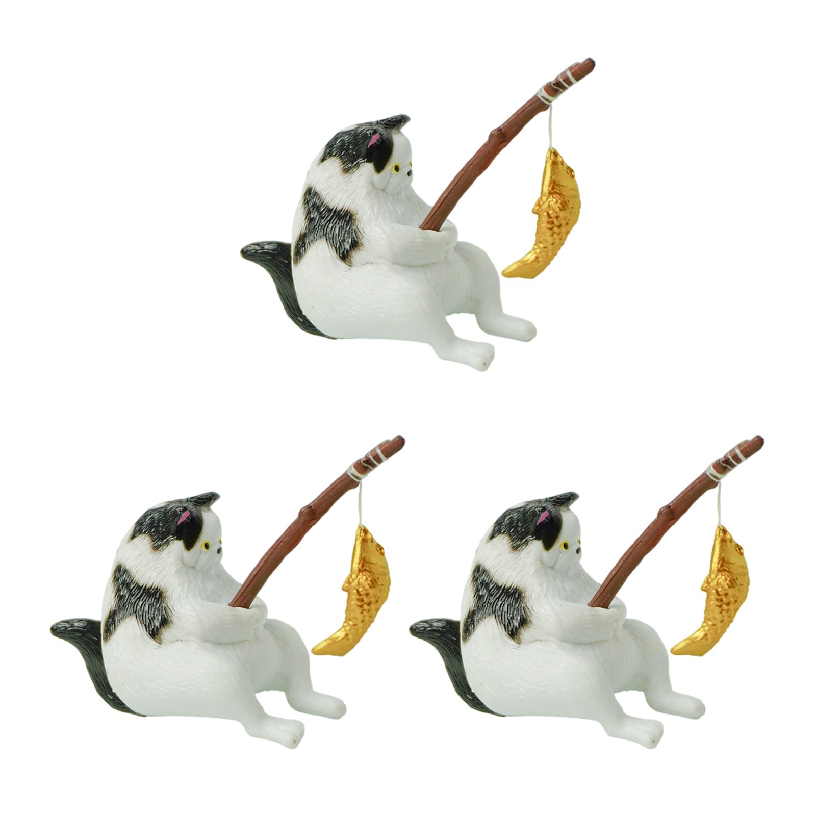 Mllepjdh Fishing Kitten for Aquarium Glass Wall Pendant Landscaping FishTank Cartoon Decors Statue PVC Cartoon Statue Decors