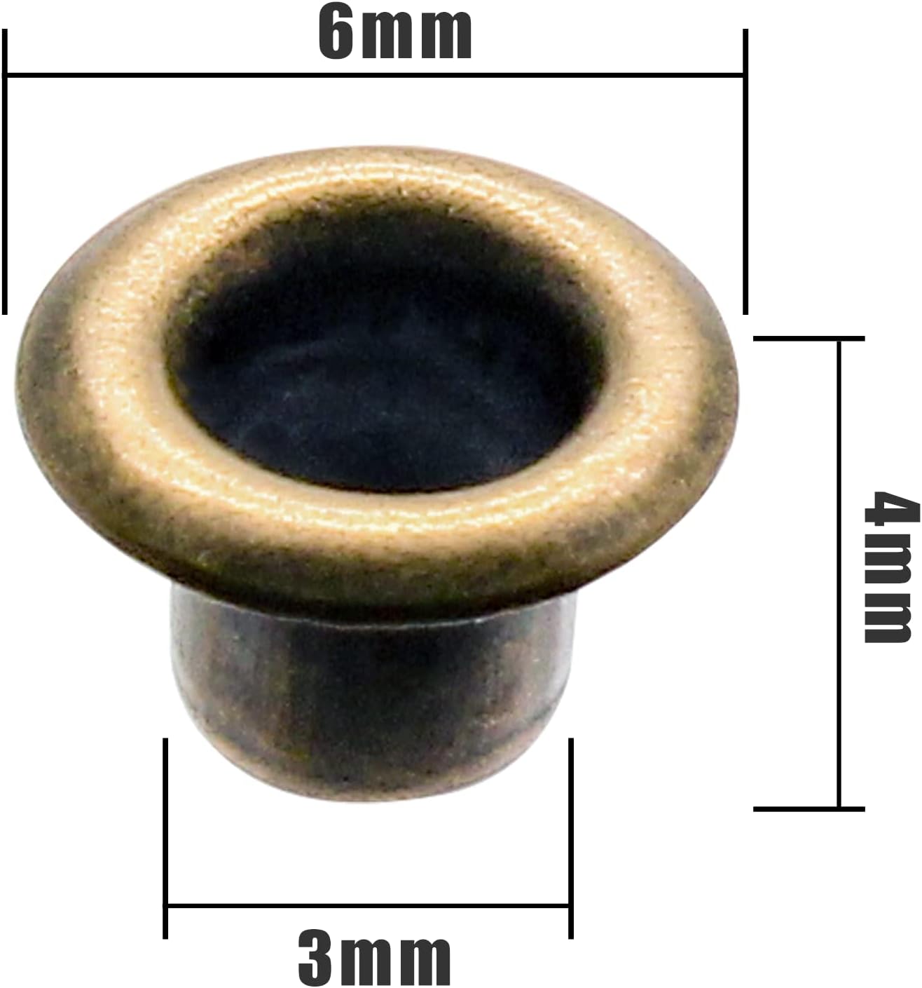 Litoexpe 1/8 Inch (3mm) ID Grommets Eyelets, 200 Pieces Metal Grommet Kit Hole Self Backing Eyelet for Repairing Canvas, Clothes, Leather (Brass)
