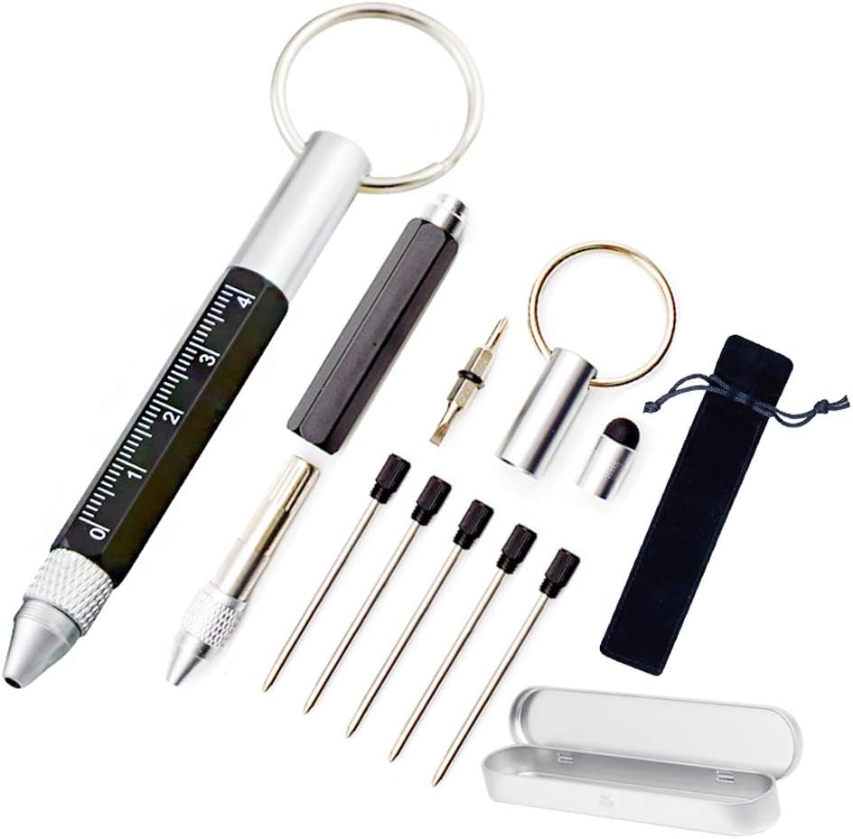Hotupark 6 in 1 Multi Function Pen Tool with Keyring,Personalised Gadget Gifts Sets for Men or Dad Boyfriend Birthday,Novelty Secret Christmas Gifts,Friendship Gifts