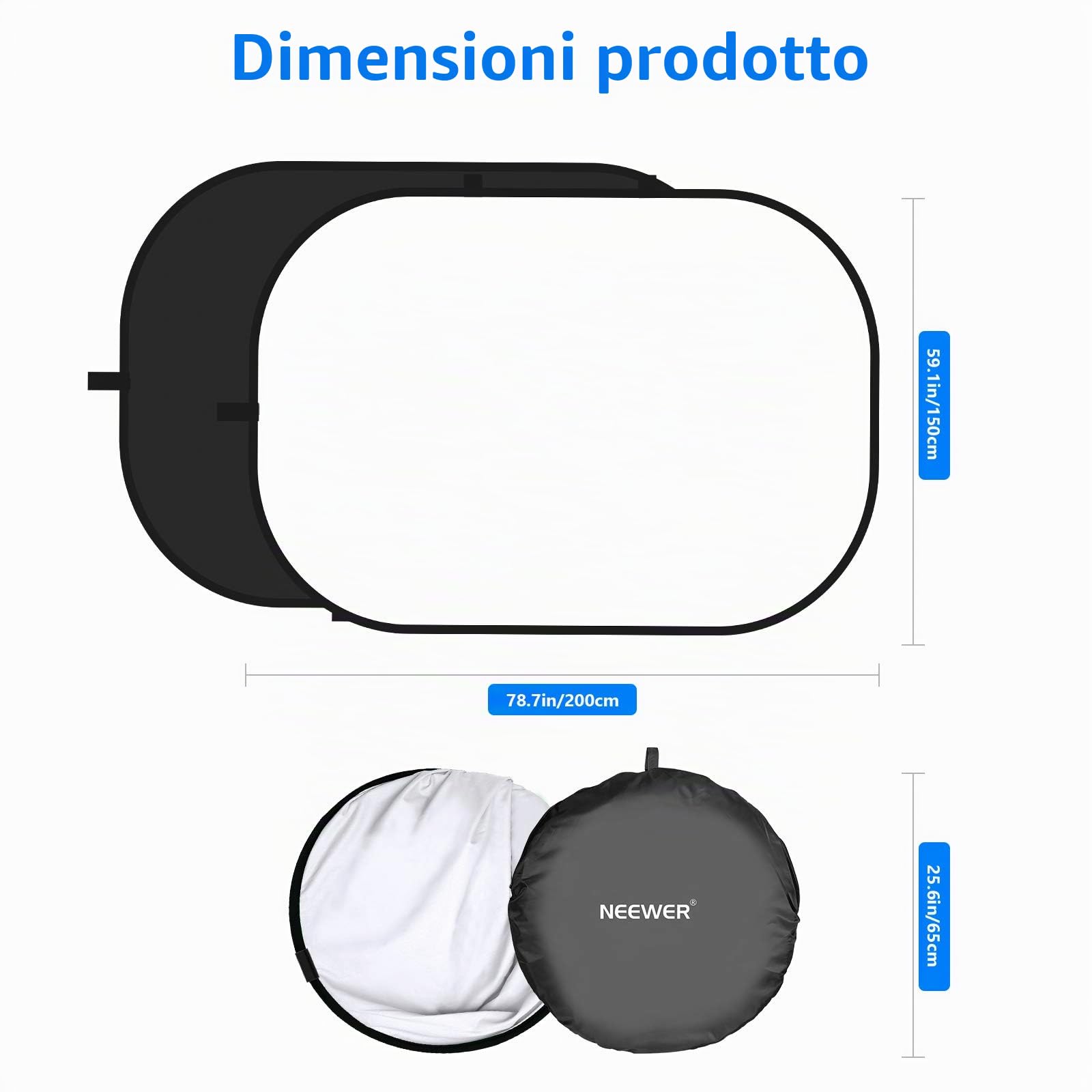 NEEWER Fondali Chromakey, Schermo Nero e Schermo Bianco a Doppia Faccia, Sfondo Pieghevole e Reversibile 2 in 1 per Fotografia, Giochi e Streaming Live, 1,5m × 2m (Nero/Bianco)