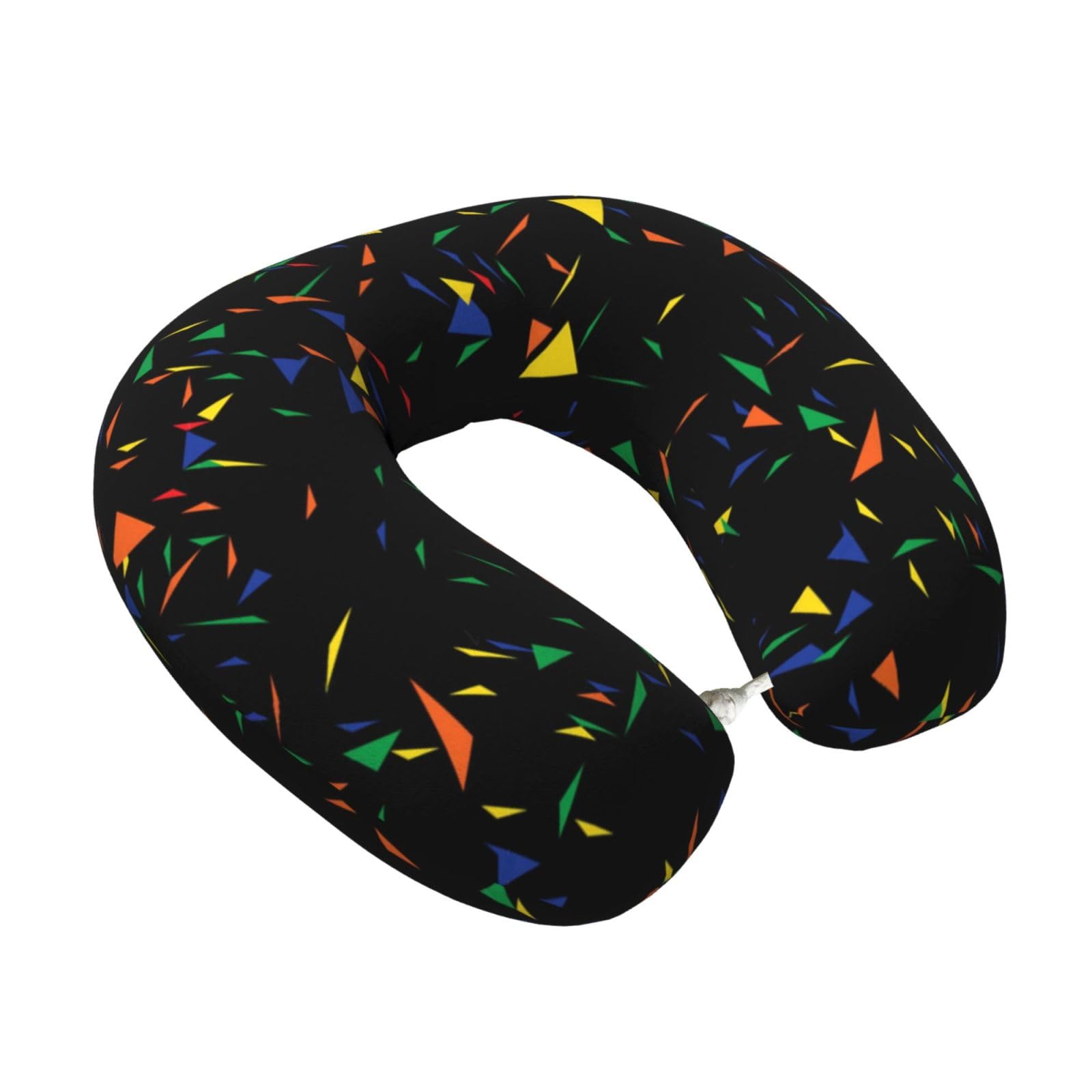 LKYMOH Print Triangles Abstract Confetti, Travel Neck Pillow U-Shaped Memory Neck Support Soft Comfortable With Washable Cover For Airplane Car Traveling and Office