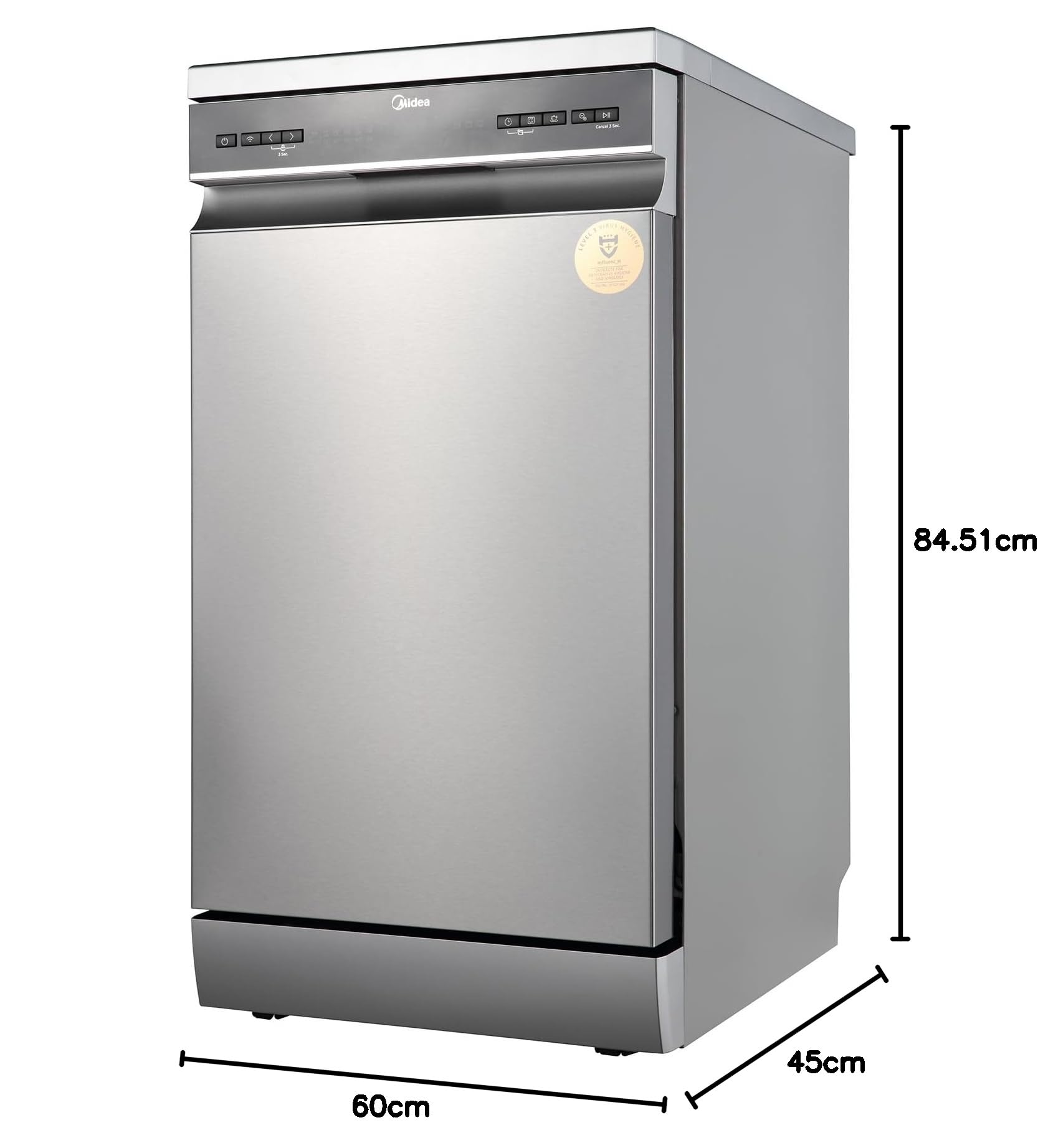 Midea Geschirrspüler Freistehend 45 cm 10 Maßgedecke MDWEF1034DSS-WE Aqua-Stopp Silber Energieklasse C