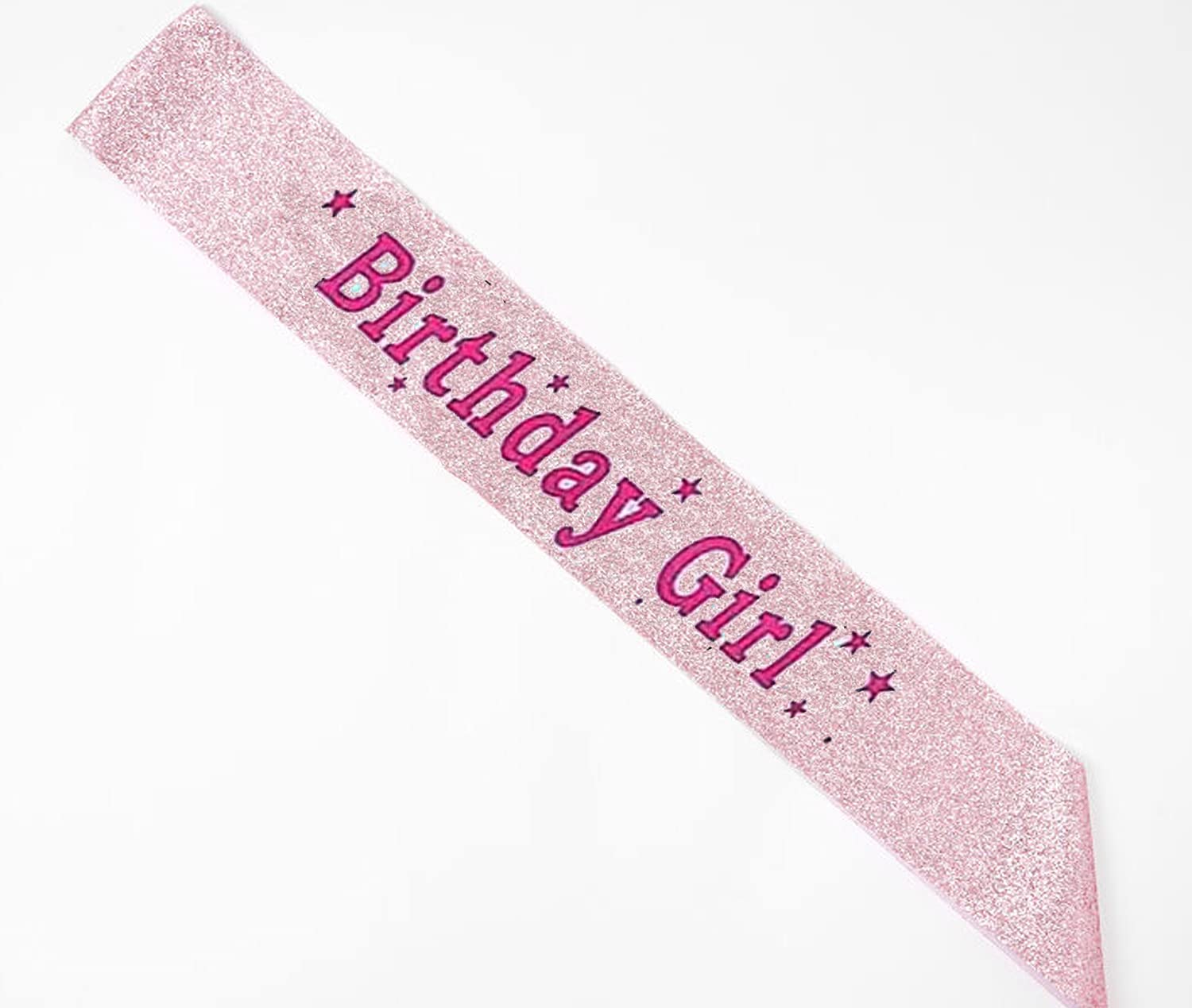 Fancydresswale Birthday Girl Sash, Glitter Sash, Happy Birthday Princess Party Decorations, Women's Birthday Party Supplies, 16,18,21,30,40,50 or Any Other Birthday Pink