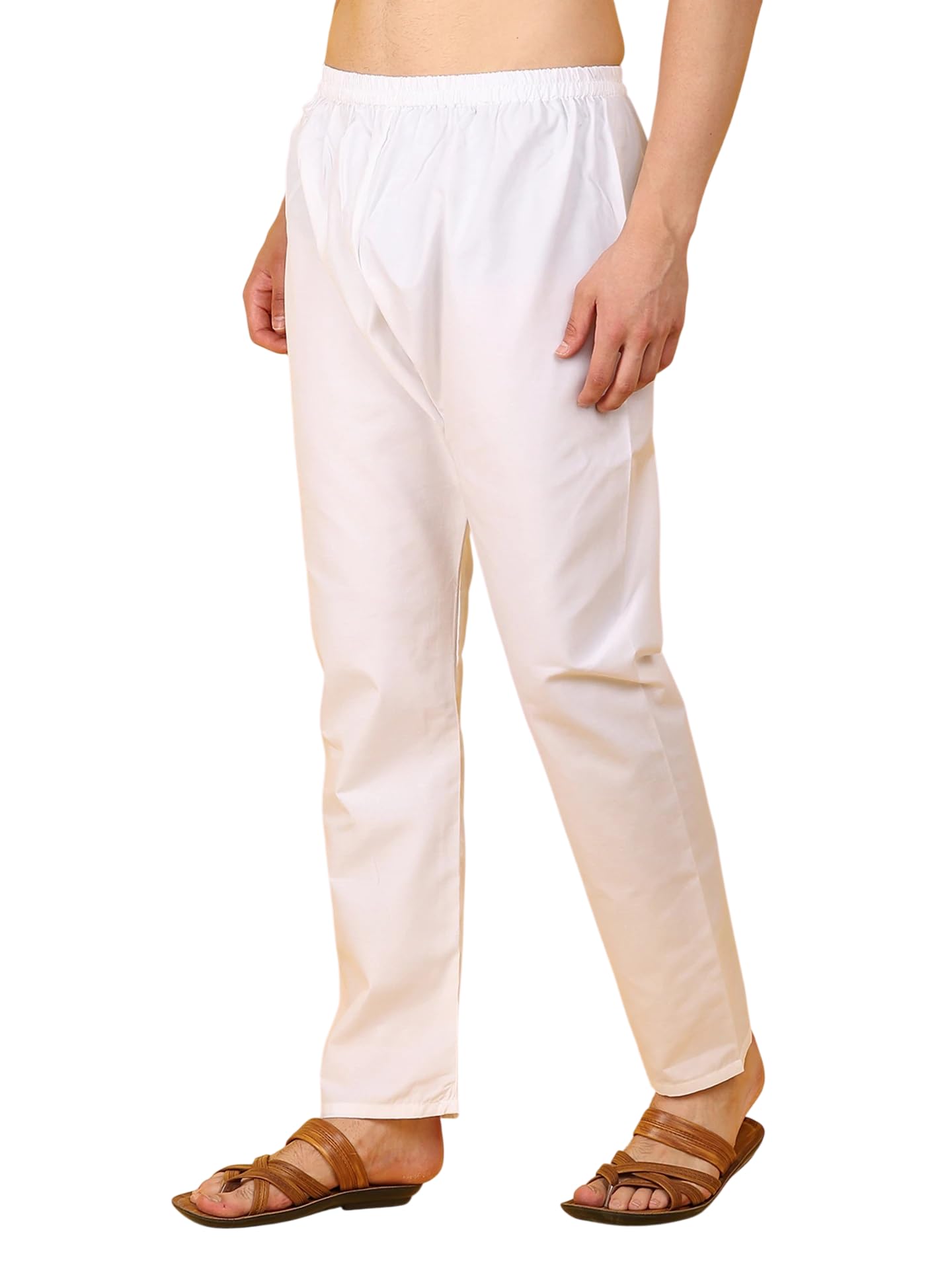 Men Cotton White Pyjama with Elastic Waistband (XXL)-image-43