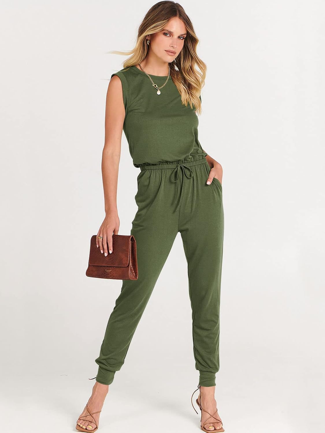 ANRABESS Womens Summer Sleeveless Jumpsuits Casual Dressy Stretchy Crewneck Rompers One Piece Outfits Fall Fashion 2026 - Image 7