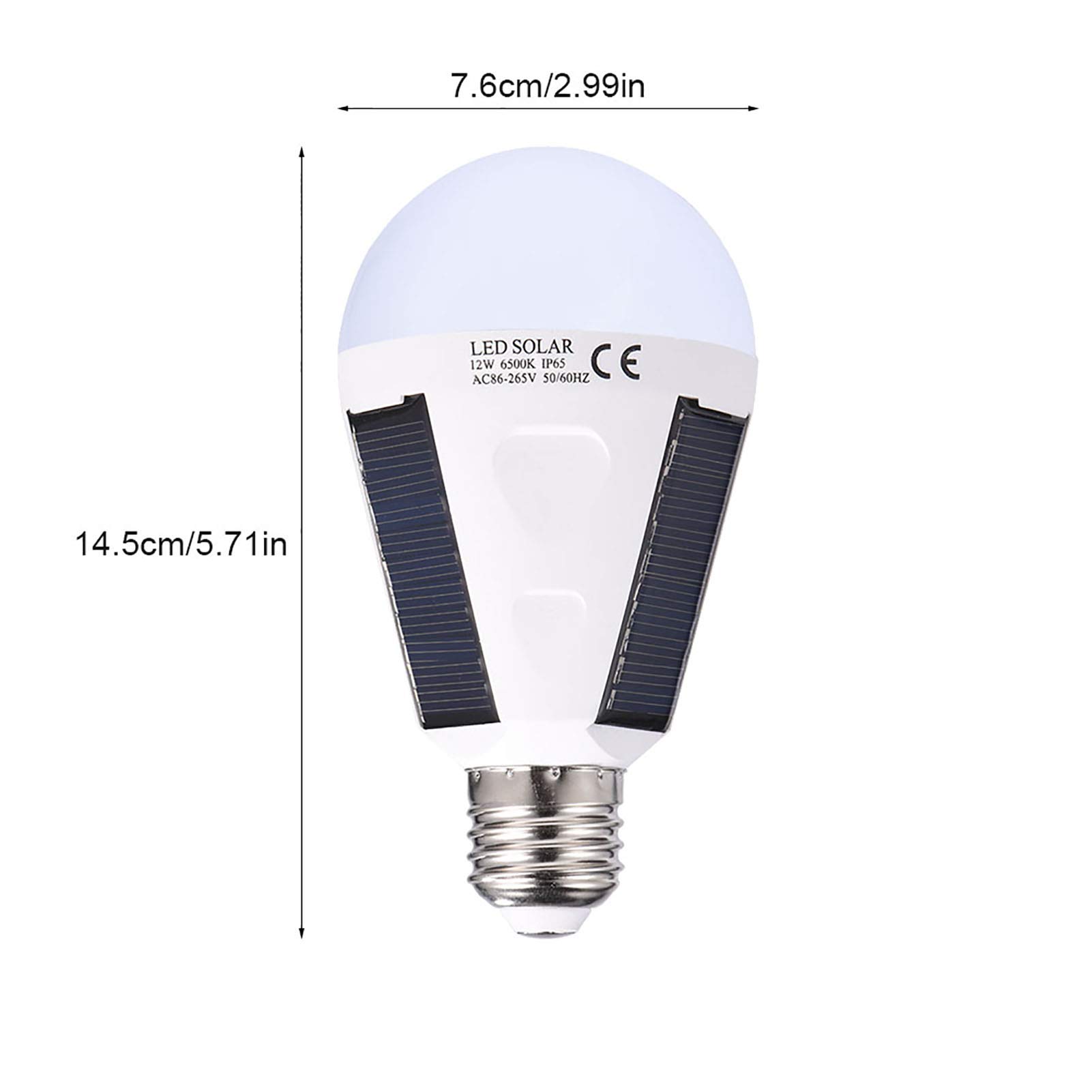 OUKENS Bombilla LED solar, E27 Panel solar portátil Bombilla LED IP65 Impermeable Interior/exterior Senderismo Camping Lámpara de emergencia recargable(12W)
