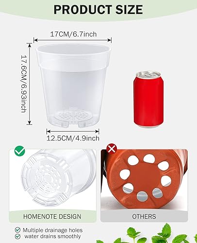 Vista 49 de homenote Macetas transparentes para vivero, maceta de 3/4/5 pulgadas para plantar plántulas de plástico con agujeros de drenaje, flor de iniciación