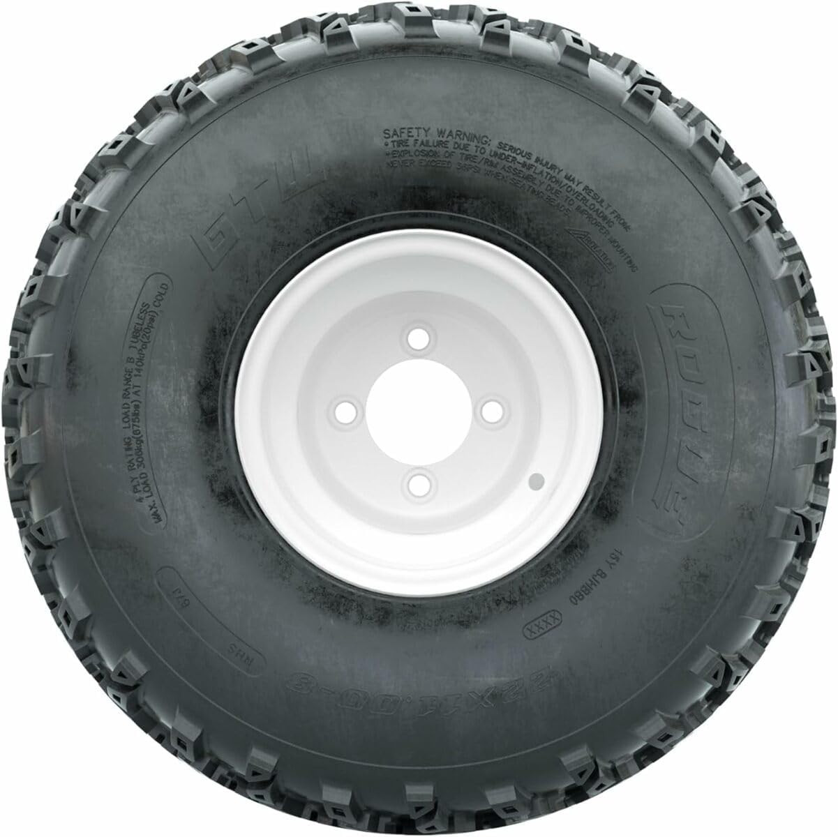 GTW 8 Inch Golf Cart Wheels and Tires Combo | GTW White Steel Wheels on 22x11-8 (22") Rogue All Terrain Tires | Set of 4