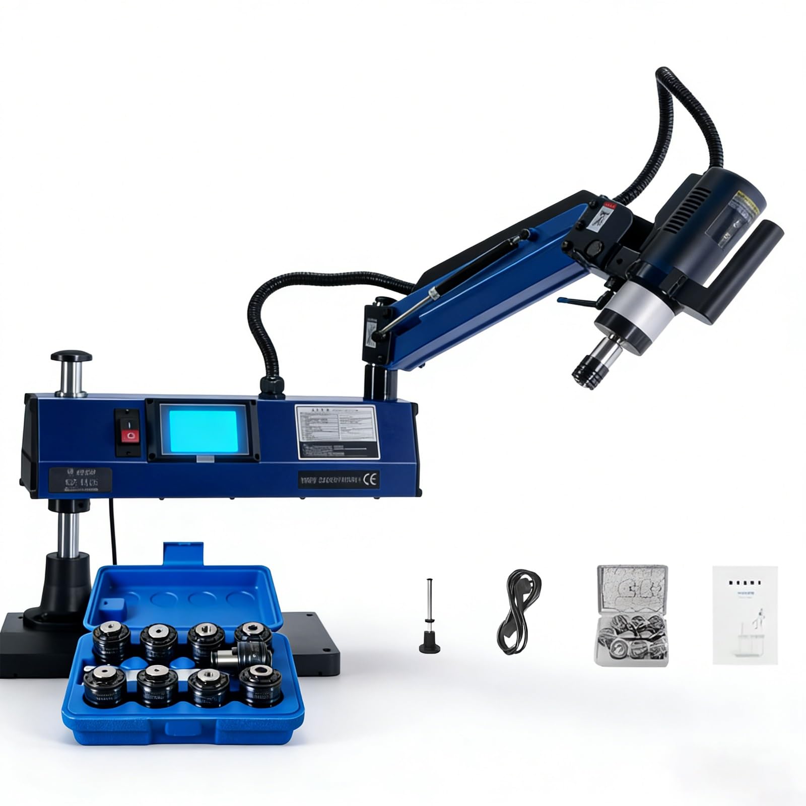 FHRKA Multi-Direction Electric Tapping Machine, 1000W High Power Tapping Machine, M3-M16 Thread Sizes, Electric Tapping Arm With 8PCS Collets