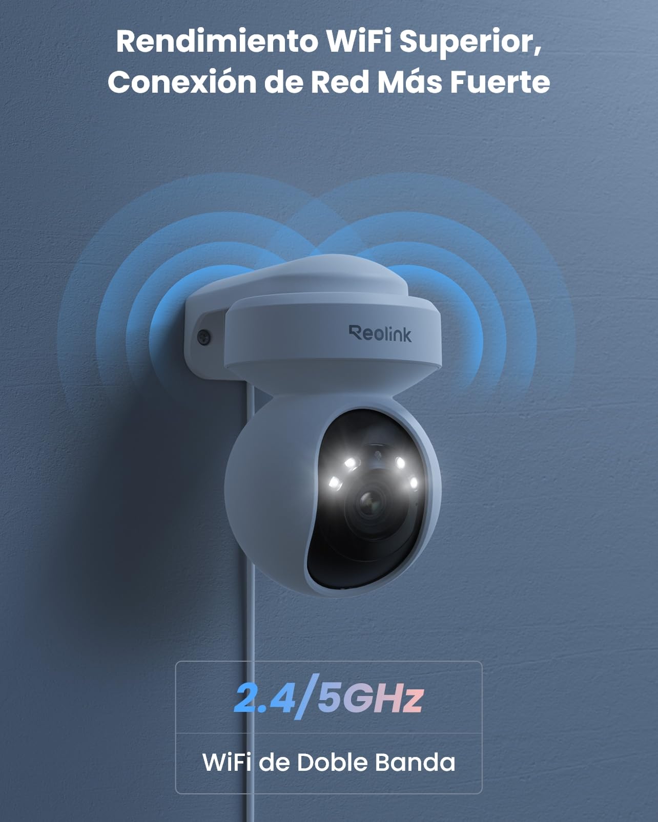Reolink 5MP PTZ Camara Vigilancia WiFi Exterior con 3X Zoom Óptico, Focos y Visión Nocturna en Color, 2.4/5GHz WiFi Cámara con Detección de Personas/Vehículos, Seguimiento Automático, E1 Outdoor