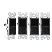 Vista 49 de Greencycle Interruptor de luz basculante de un solo polo, interruptor de luz de paleta de 15 amperios, interruptores Sp blancos, 120V-277V CA