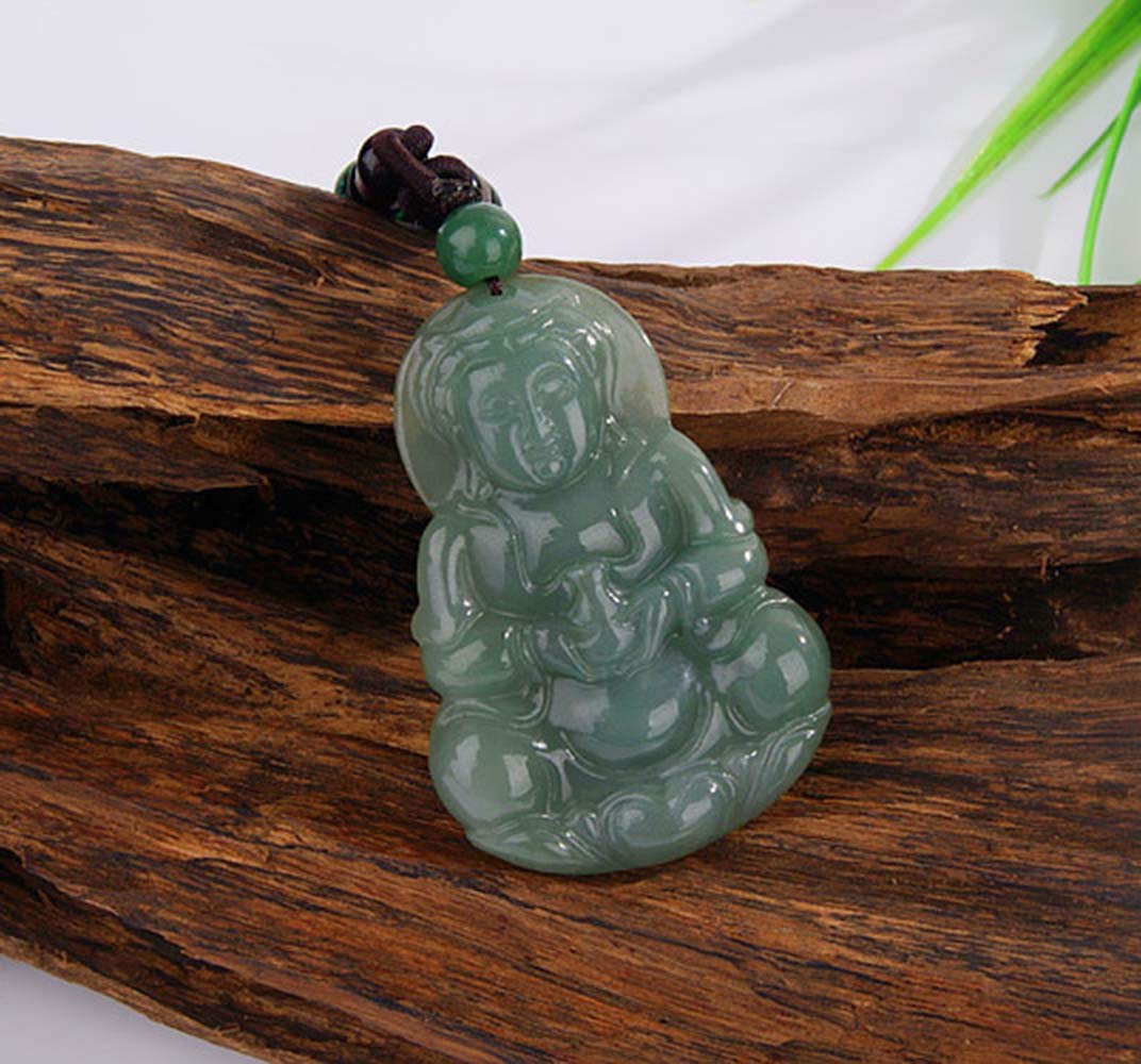 Naturalny birmański olejek jadeitowy cyjan ręcznie rzeźbione wisiorki buddy Guanyin i Maitreya para dla pary mężczyzn i kobiet prezenty dekoracyjne