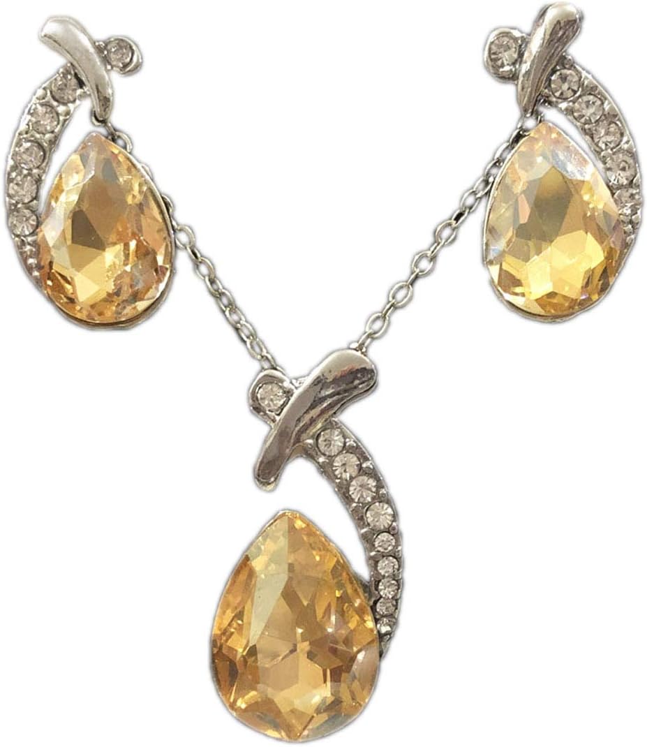 Luxury Unique Jewelry Set For Women - 18K White Gold Plated Crystal Necklace & Earrings Set - Valentine's Gift