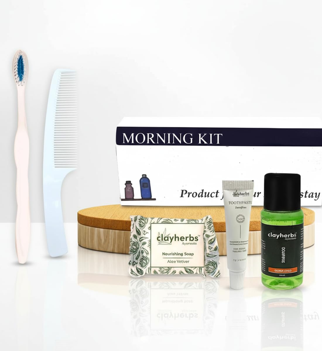 50 Sets Of Morning Kit In Card Box | Hotel Accessories | Hotel Guest House Toiletries Kit | 20 Ml Shampoo, 15g Soap, Comb, 8g Toothpaste & A Brush | Pack Of 50