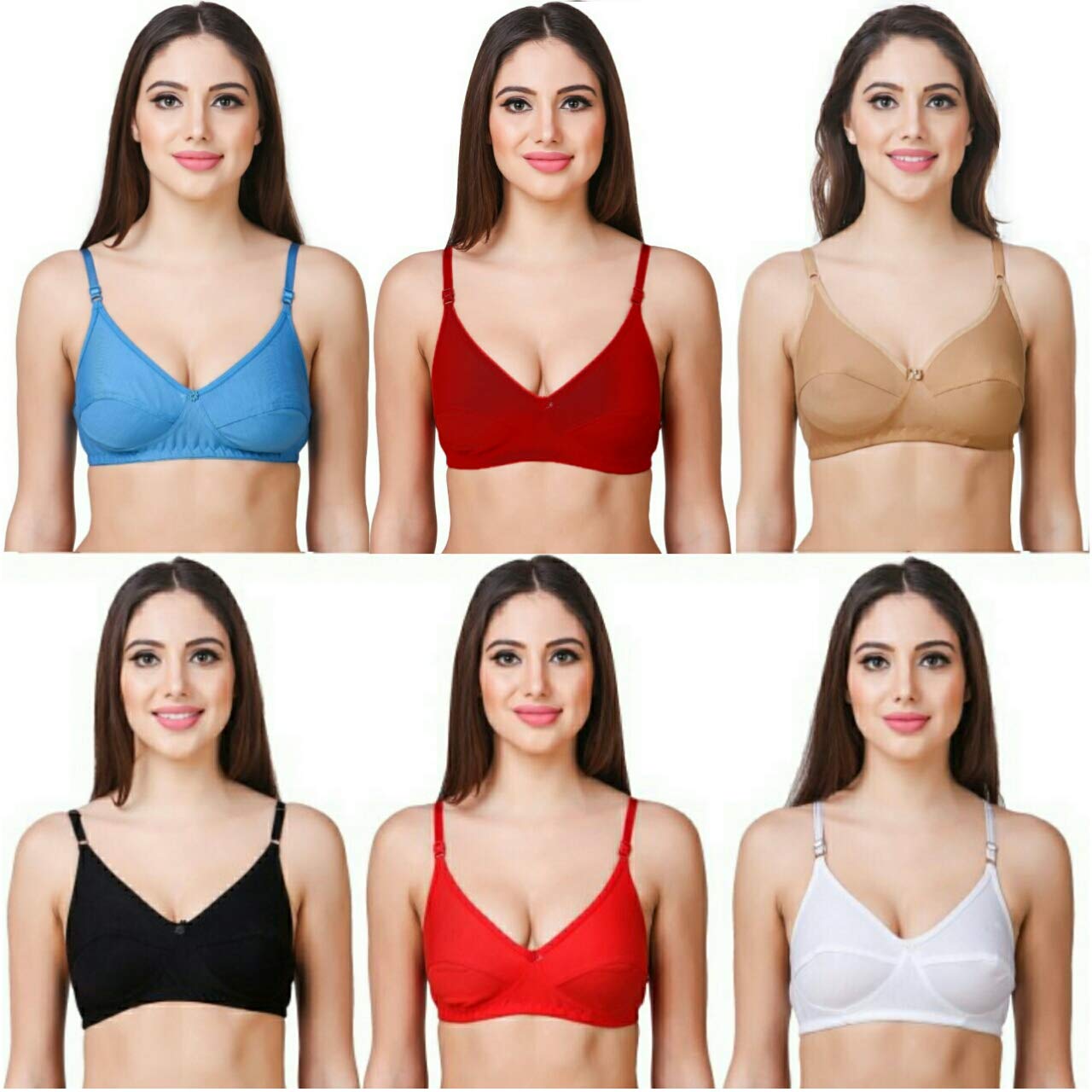 MagnetWomen's Cotton Non-Padded Wired Push-Up Bra-Pack of 6