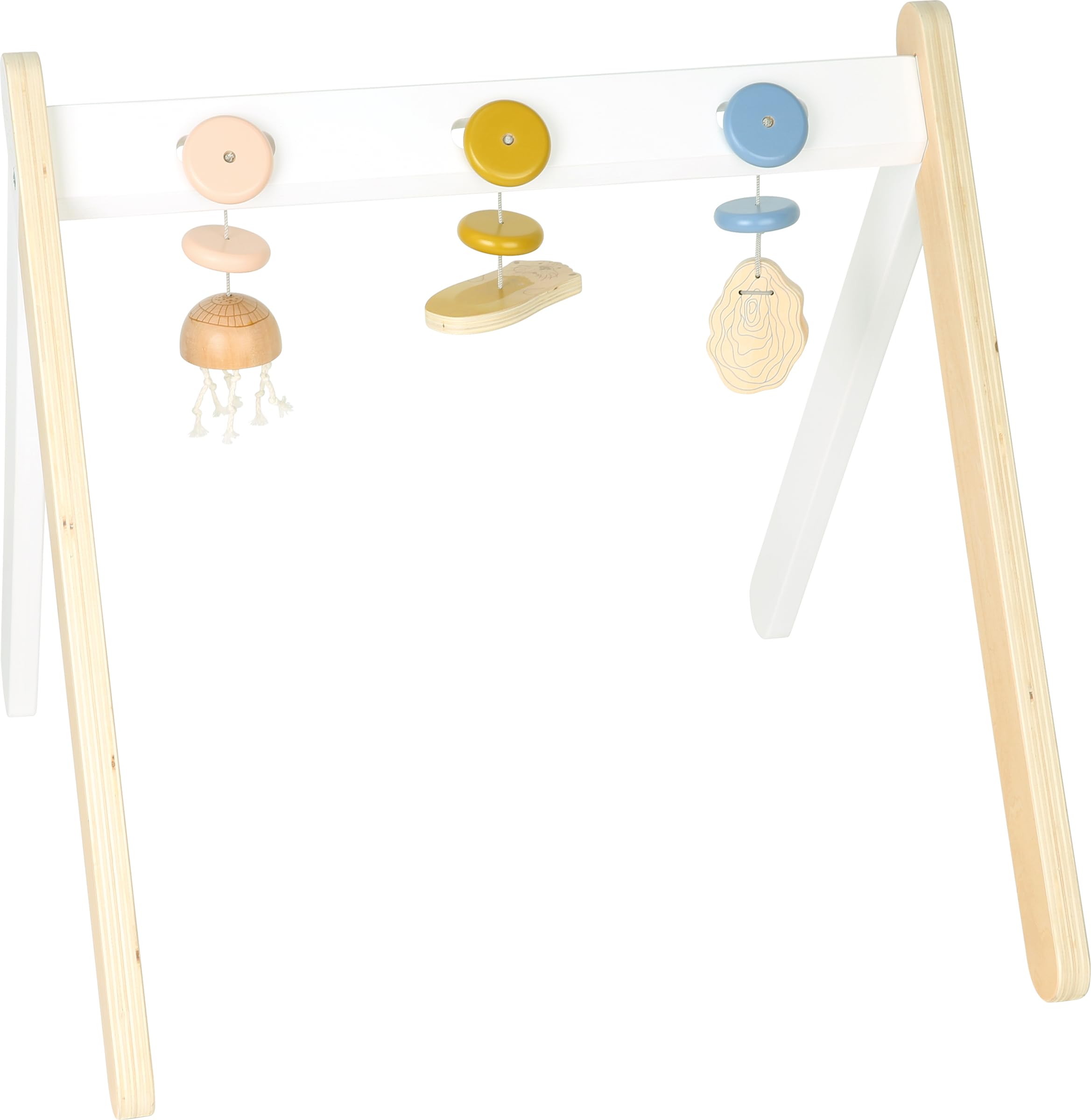 small foot Baby Play Arch "Seaside" Made of Wood, Baby Activity Toy for strengthening Motor Skills, 12334