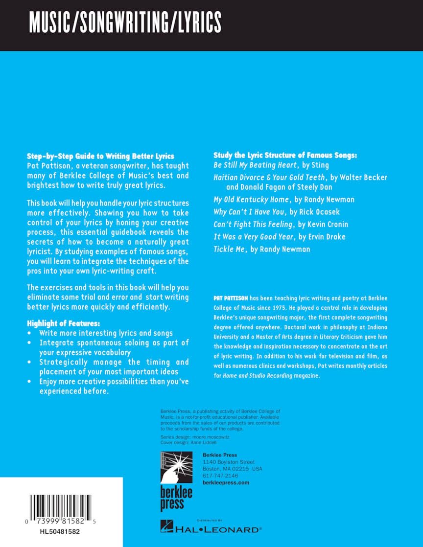 Songwriting Essential Guide to Lyric Form and Structure: Tools and Techniques for Writing Better Lyrics (Songwriting Guides)