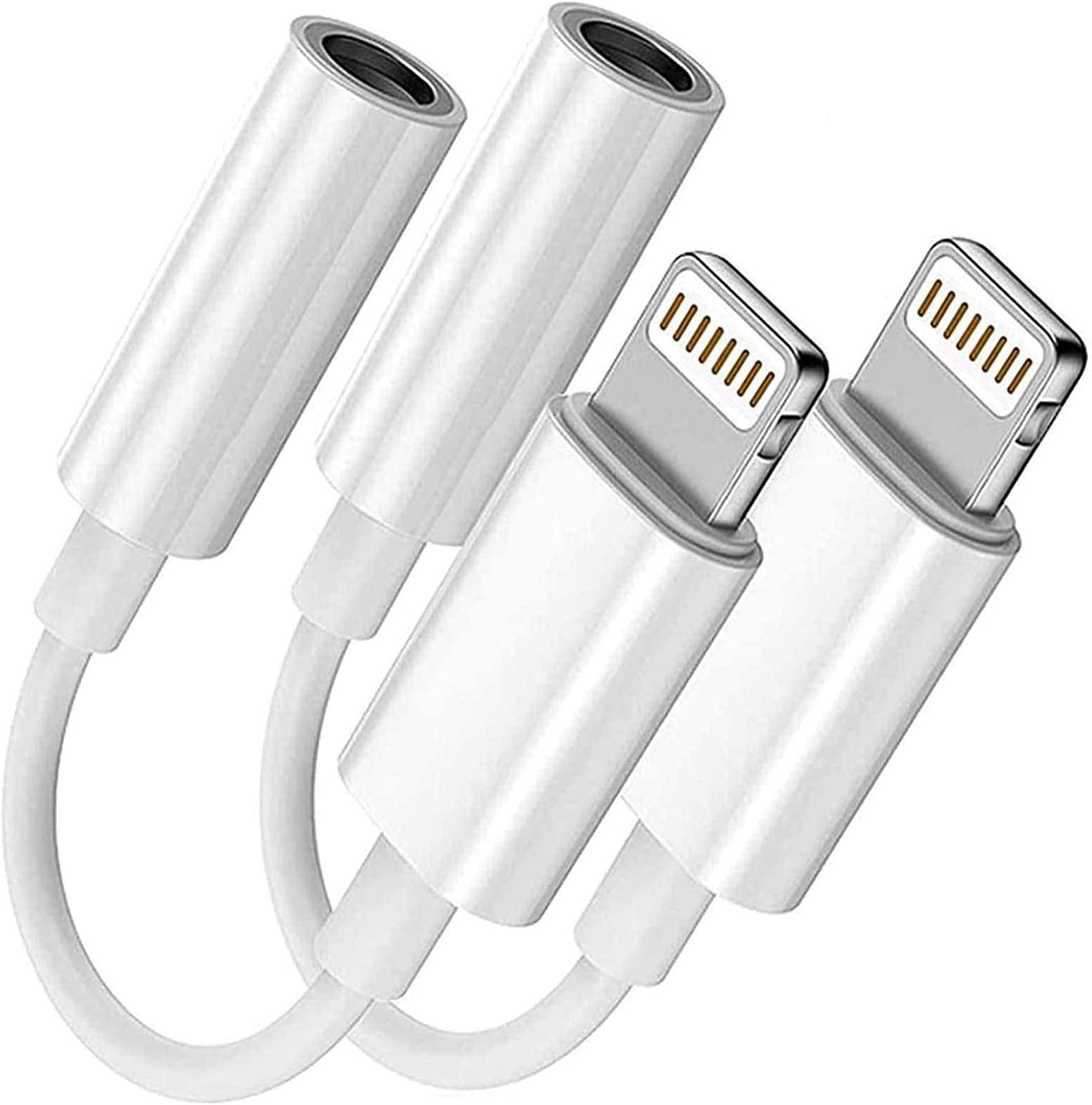 2 Pack [Apple MFi Certified] Lightning to 3.5 mm Headphone Jack Adapter, for iPhone 3.5mm Headphones/Earphones Jack Aux Audio Adapter Dongle for iPhone 14 13 12 11 XS XR X 8 7 iPad, Support All iOS