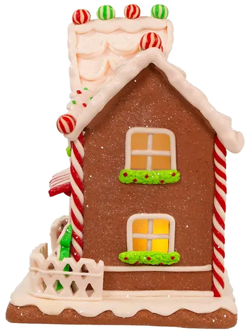 The Bridge Collection Maison en pain d'épices lumineuse de 22,9 cm – Décoration de Noël en pain d'épices – Maison de village de Noël – Village de pain d'épices – Figurine de maison lumineuse