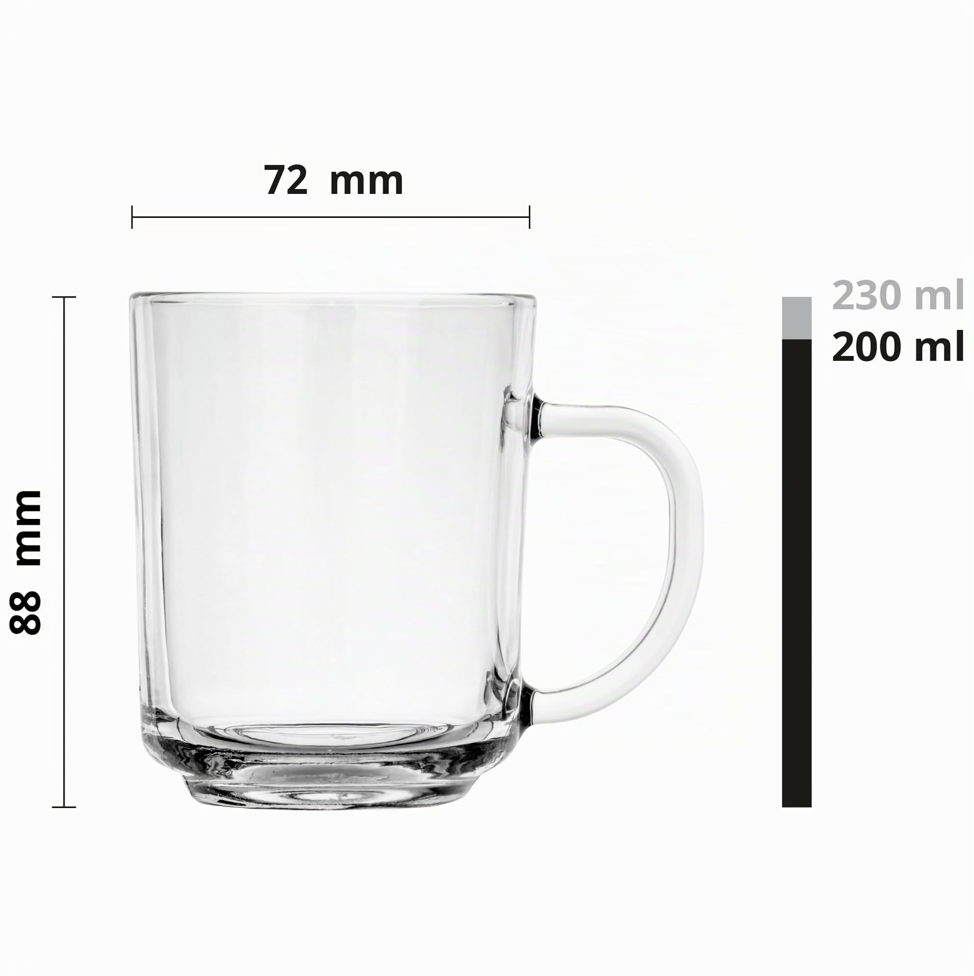 Glasmark Krosno Latte Macchiato Set di 6 bicchieri da tè con manico, bicchieri da dessert per acqua, caffè e vin brulé, 6 x 250 ml