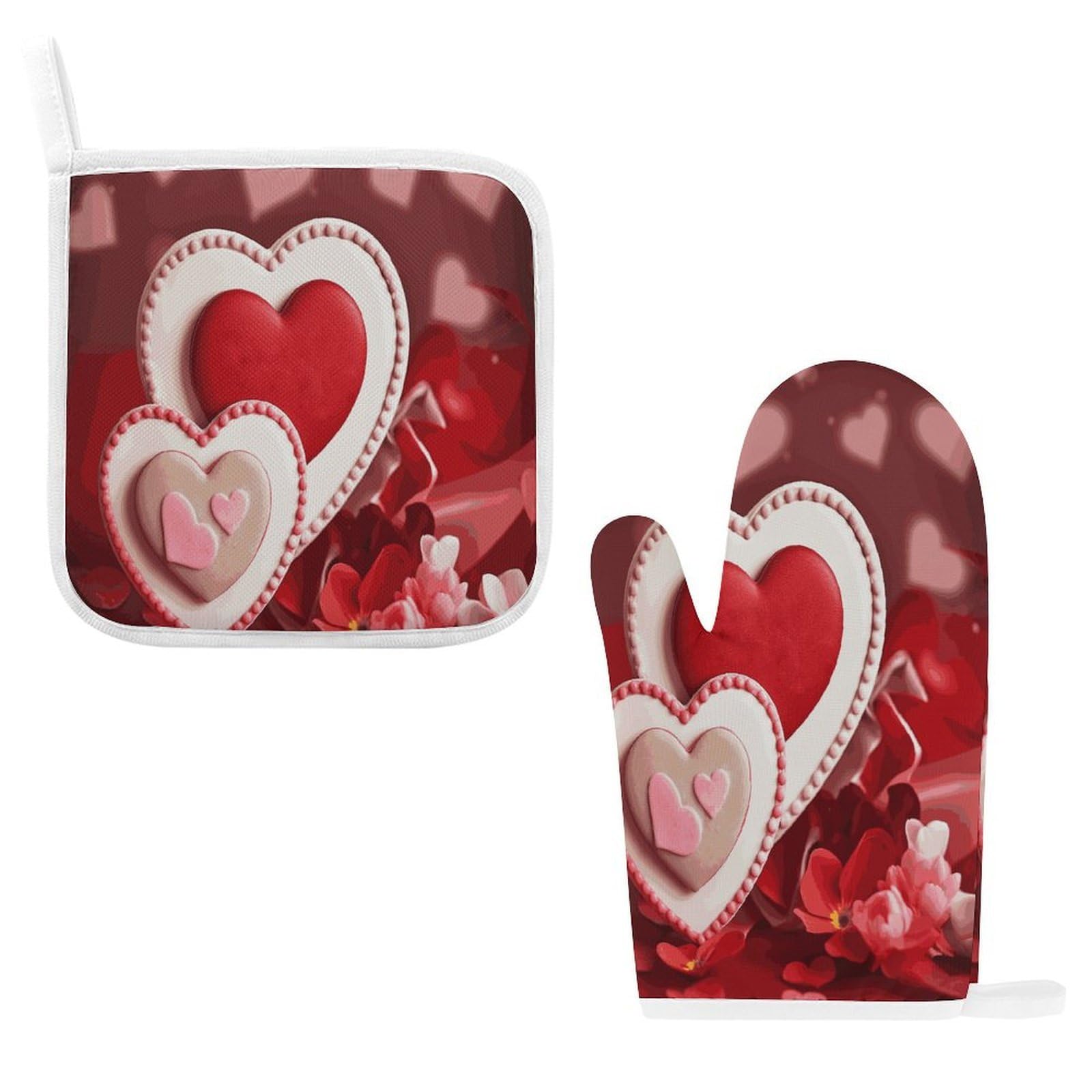 Btcowzrv Style Happy Valentine's Day Oven Mitts And Pot Holders 2Pcs Set